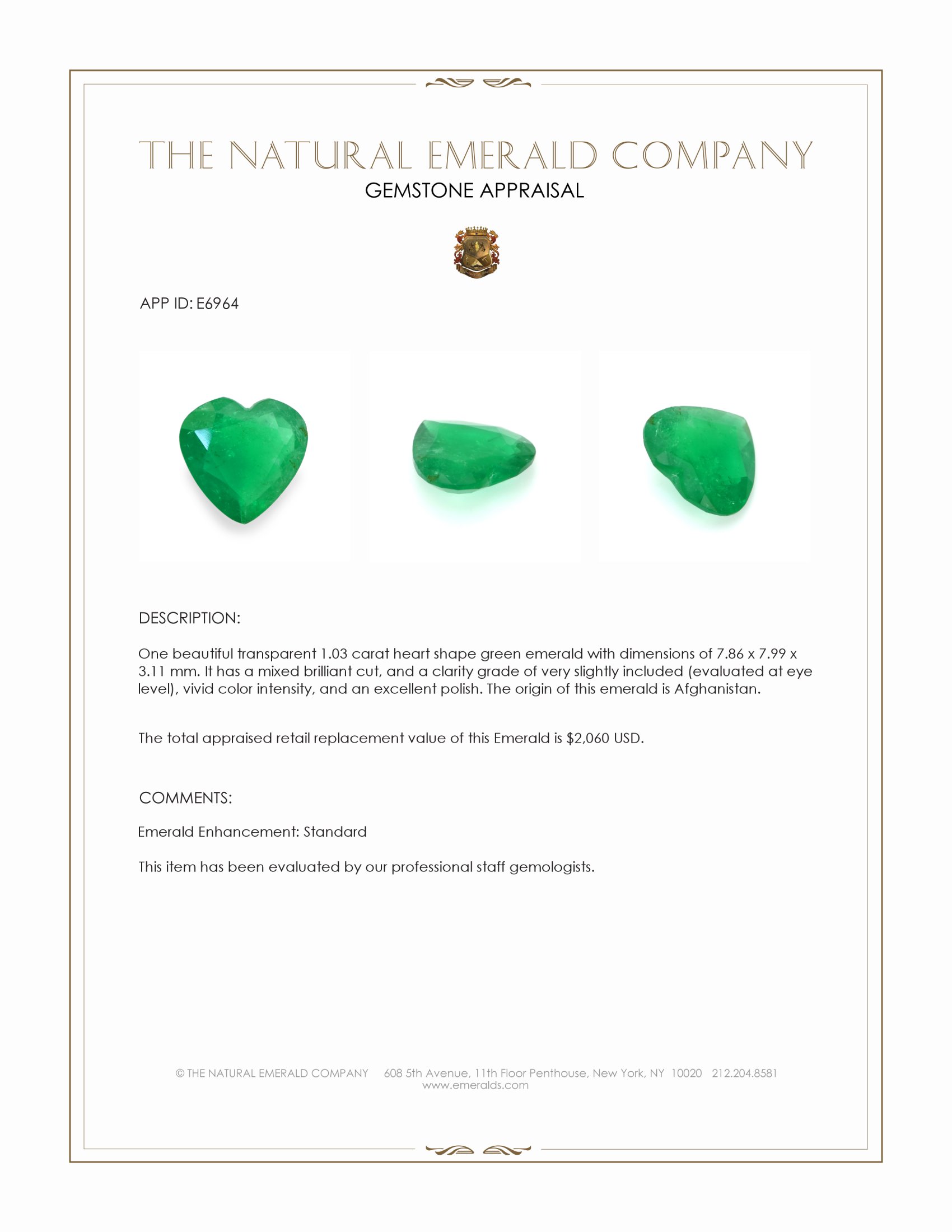 1.03 Ct. Emerald from Afghanistan