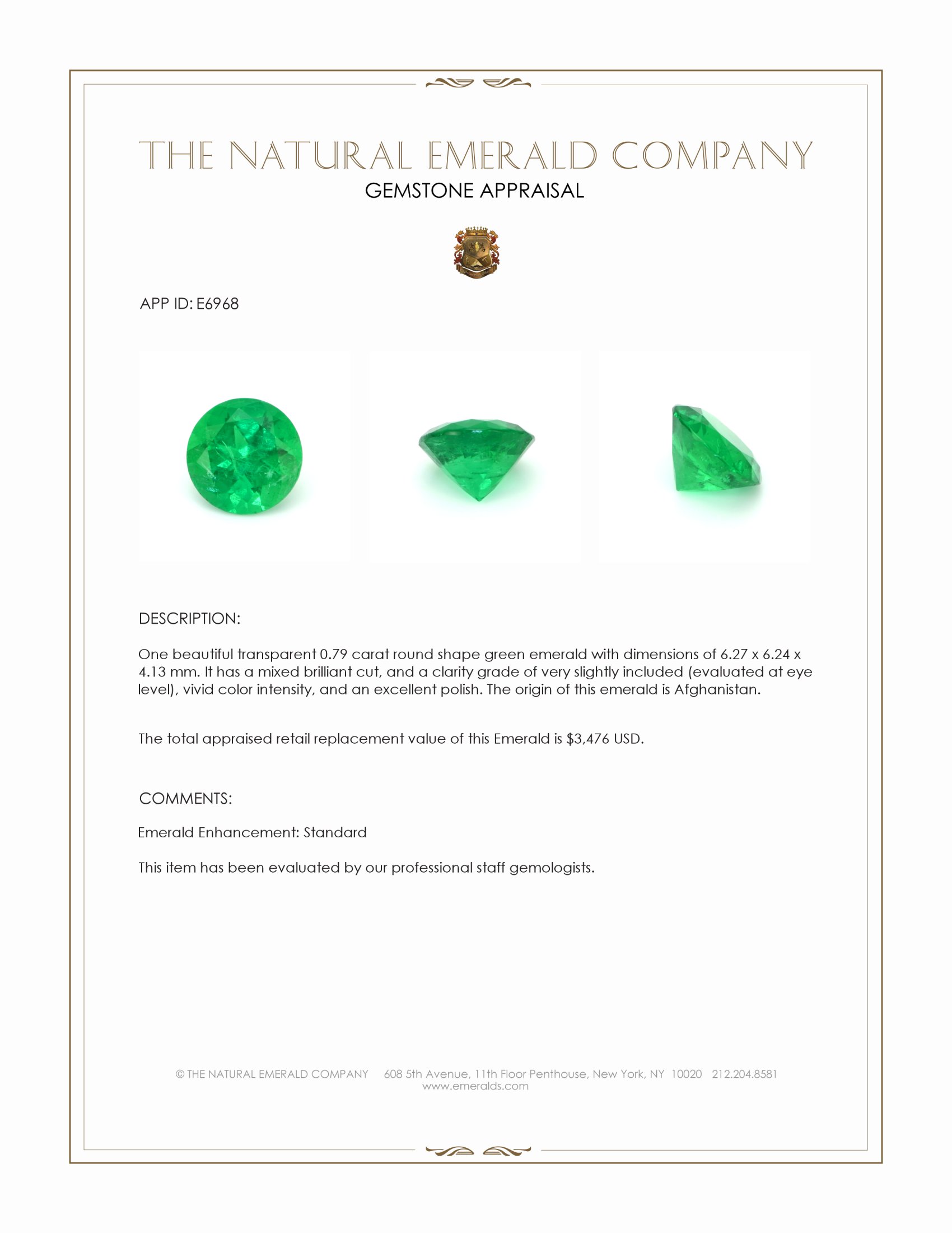 0.79 Ct. Emerald from Afghanistan
