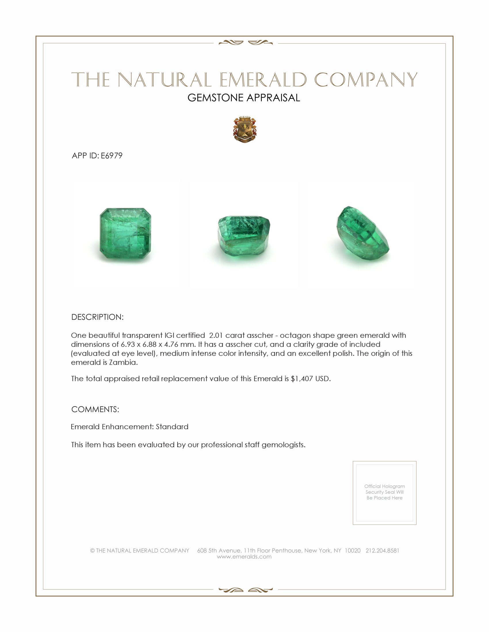 2.01 Ct. Emerald from Zambia