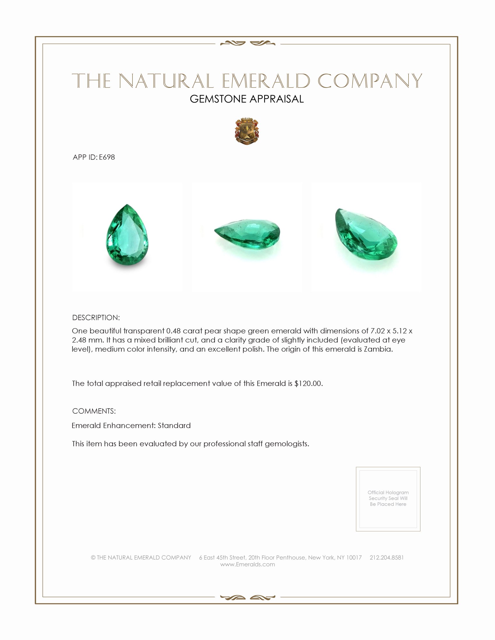 0.48 Ct. Emerald from Zambia