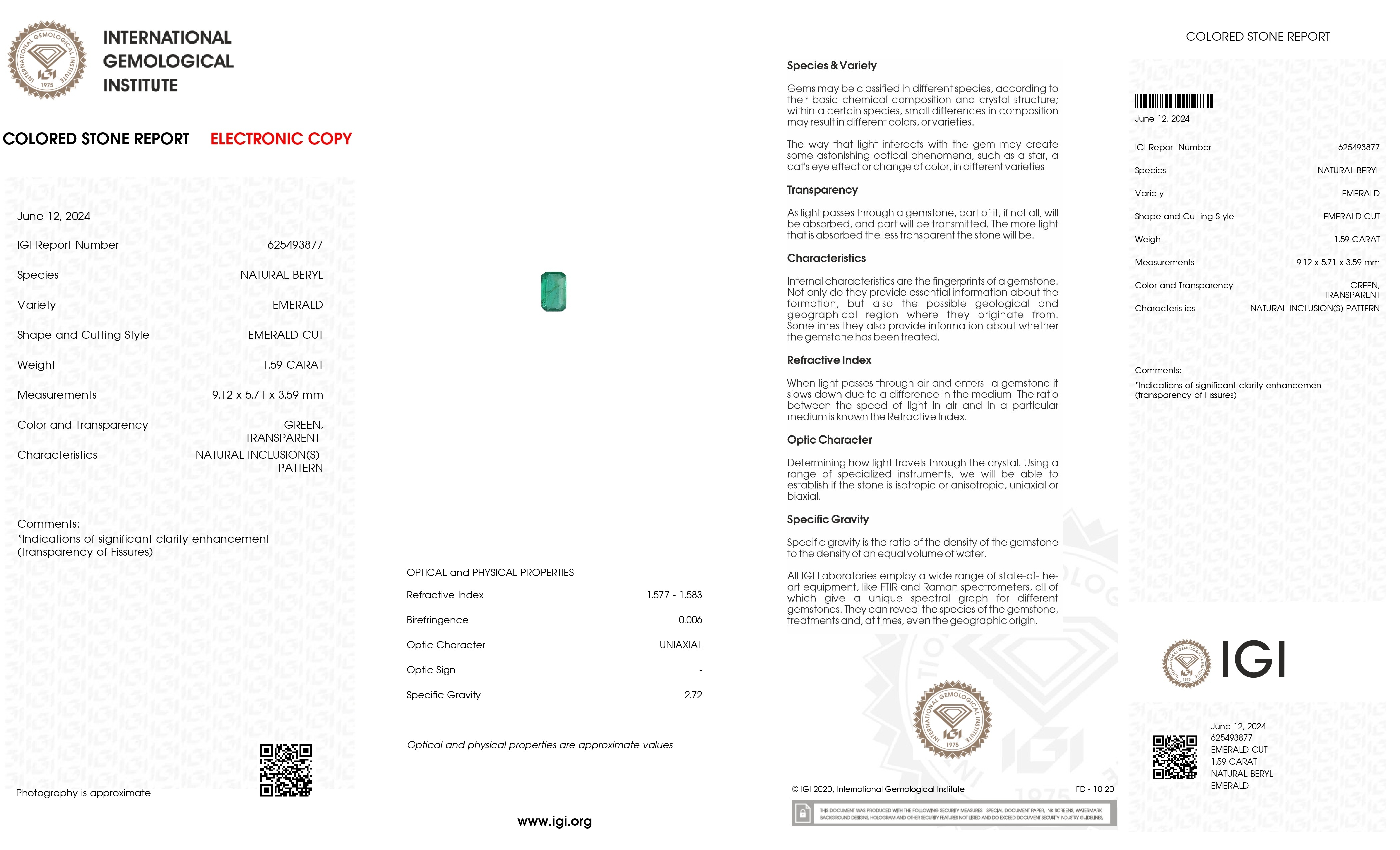 1.59 Ct. Emerald from Zambia