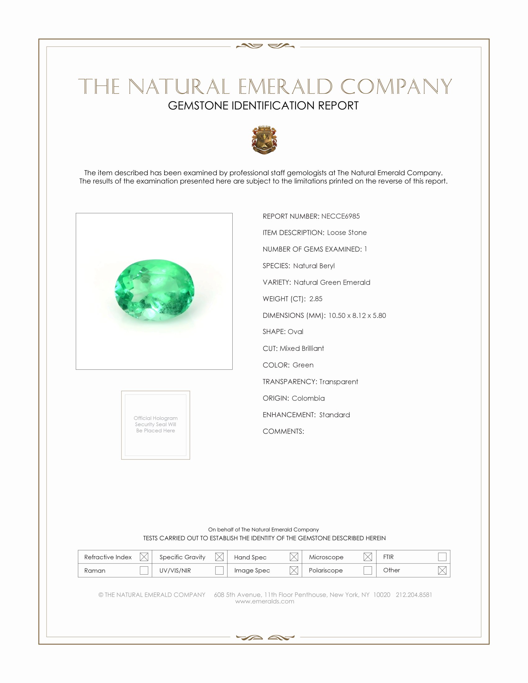 2.85 Ct. Emerald from Colombia