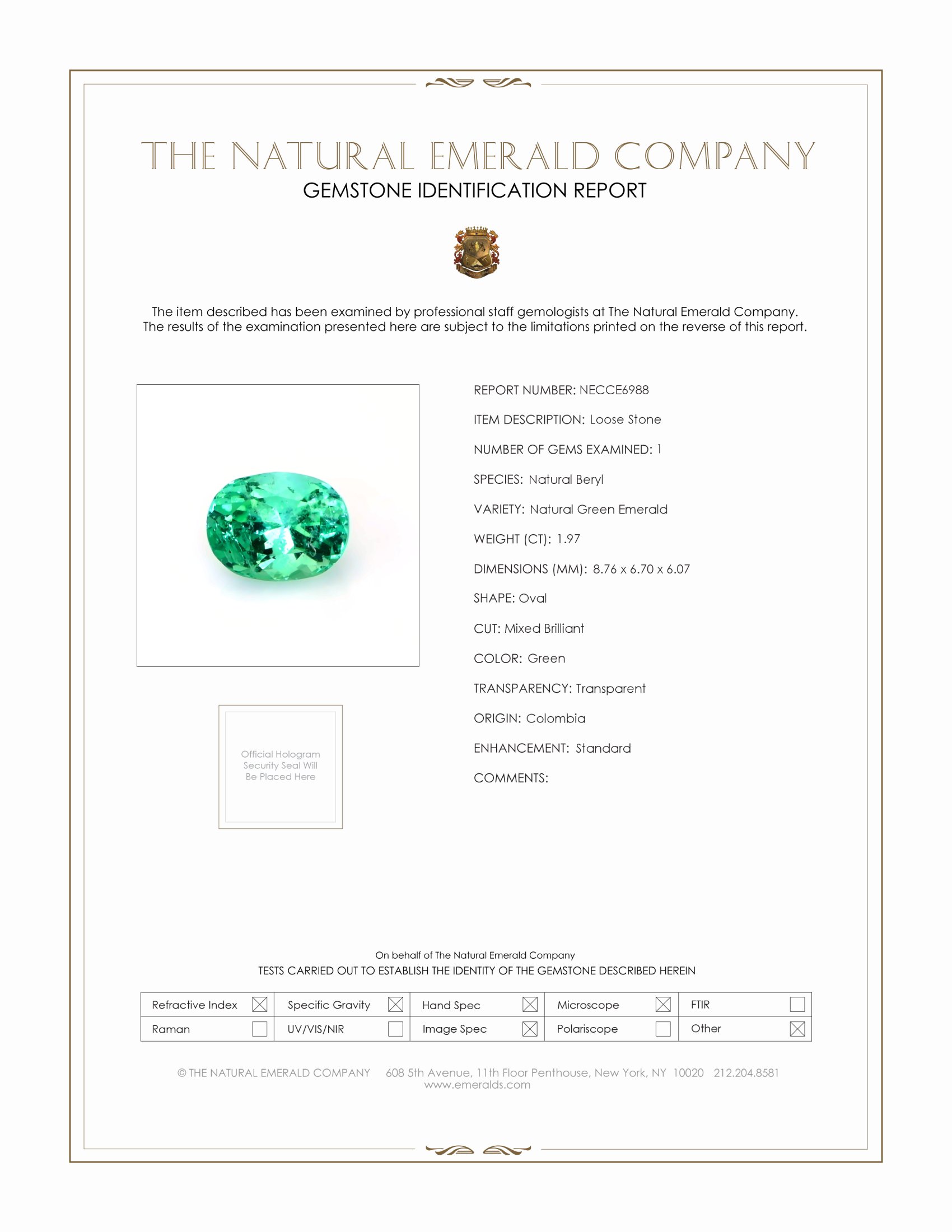 1.97 Ct. Emerald from Colombia