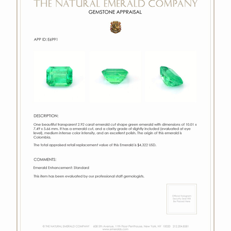 2.92 Ct. Emerald from Colombia