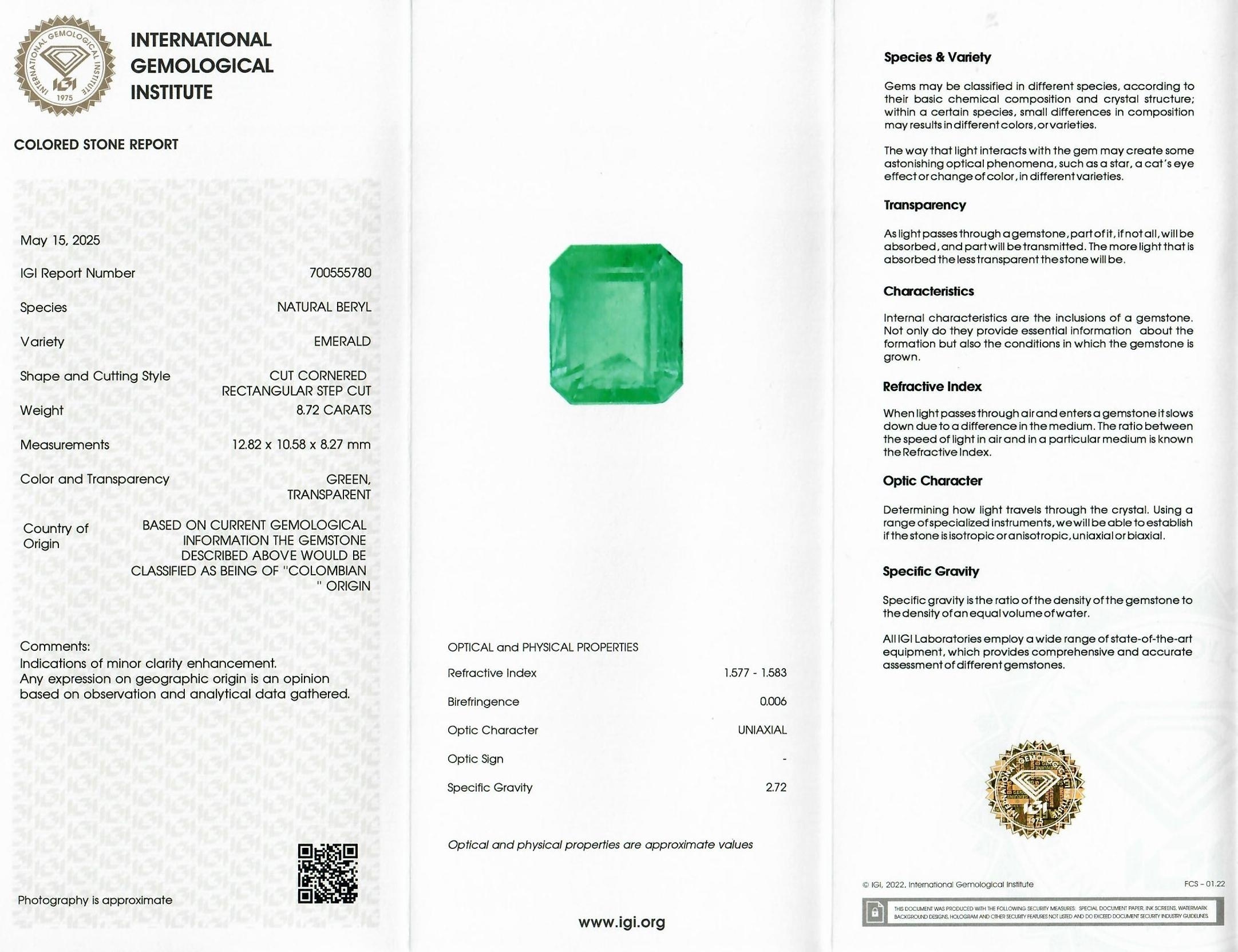 8.72 Ct. Emerald from Colombia