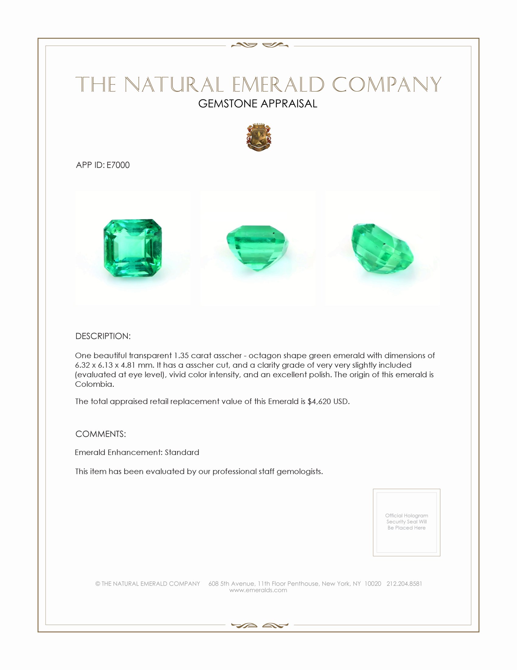 1.35 Ct. Emerald from Colombia