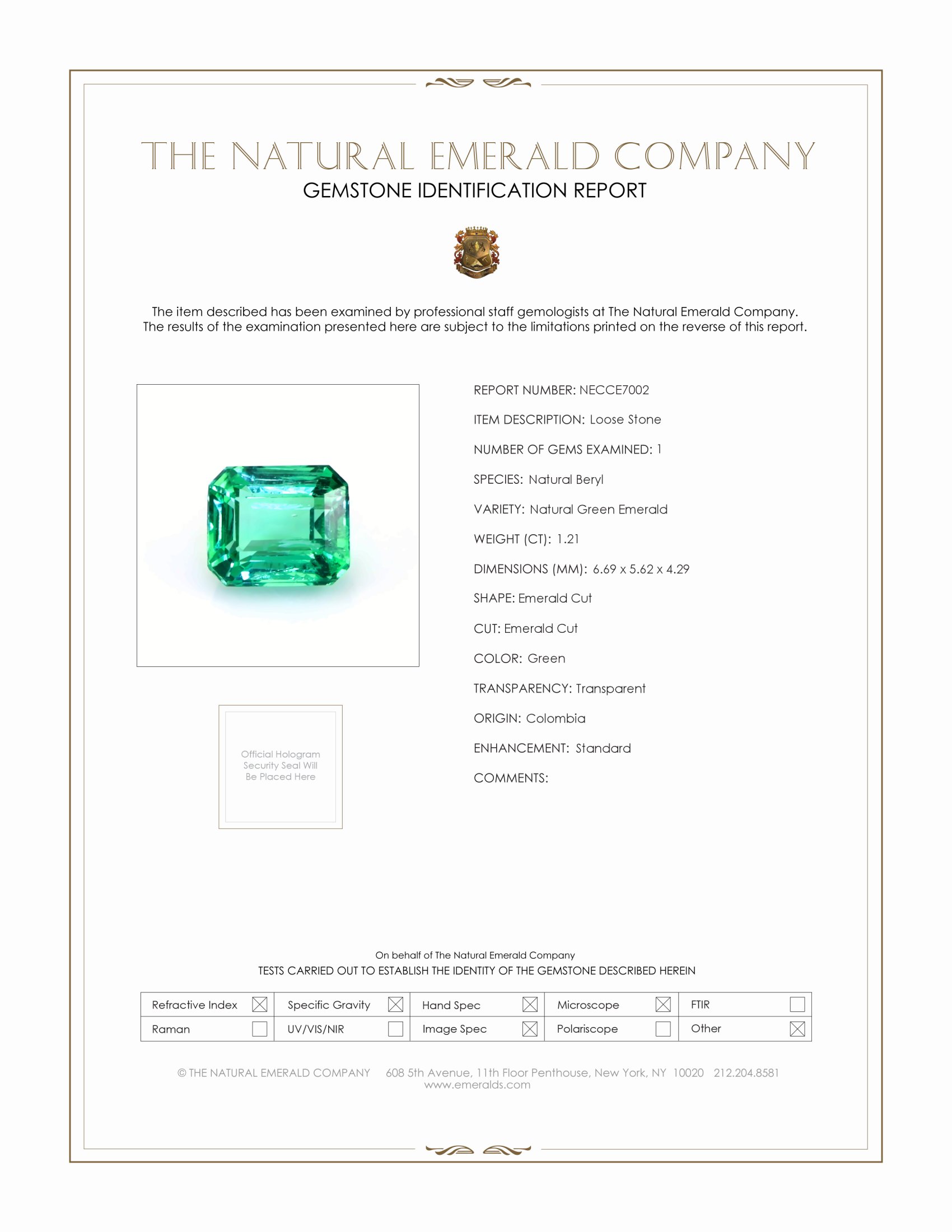 1.21 Ct. Emerald from Colombia