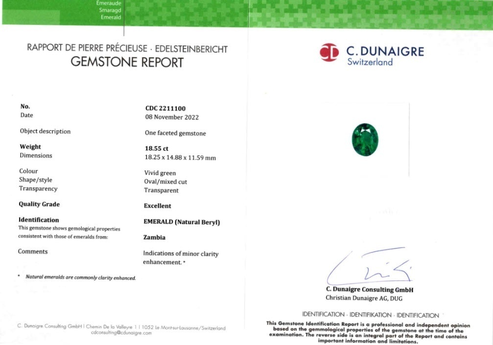 18.55 Ct. Emerald from Zambia