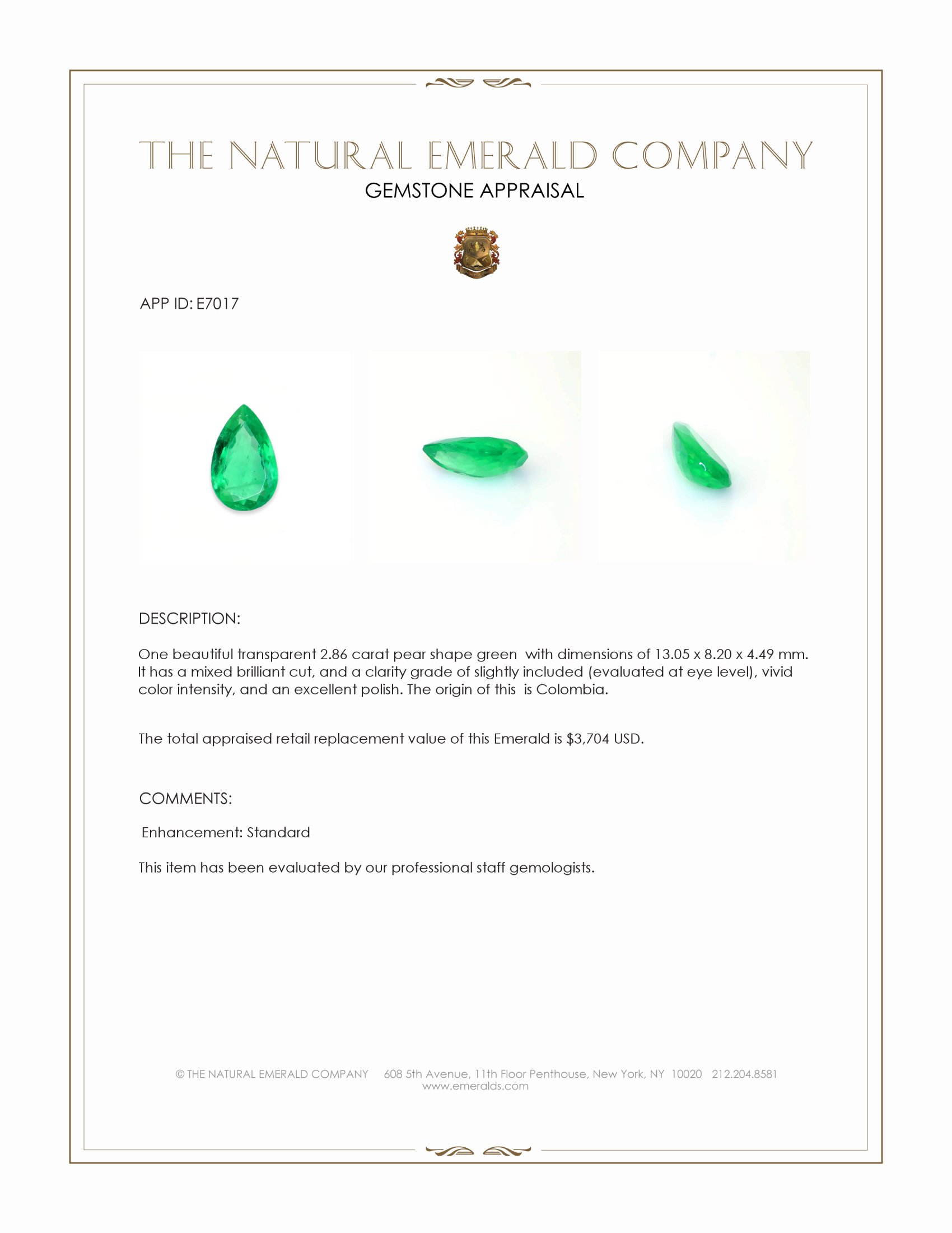 2.86 Ct. Emerald from Colombia