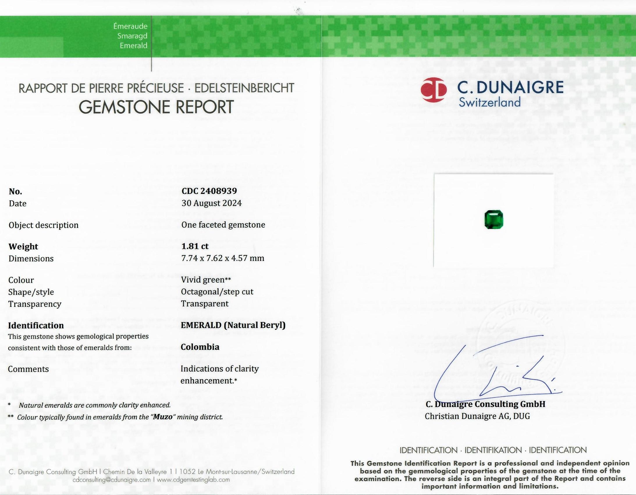 1.81 Ct. Emerald from Colombia