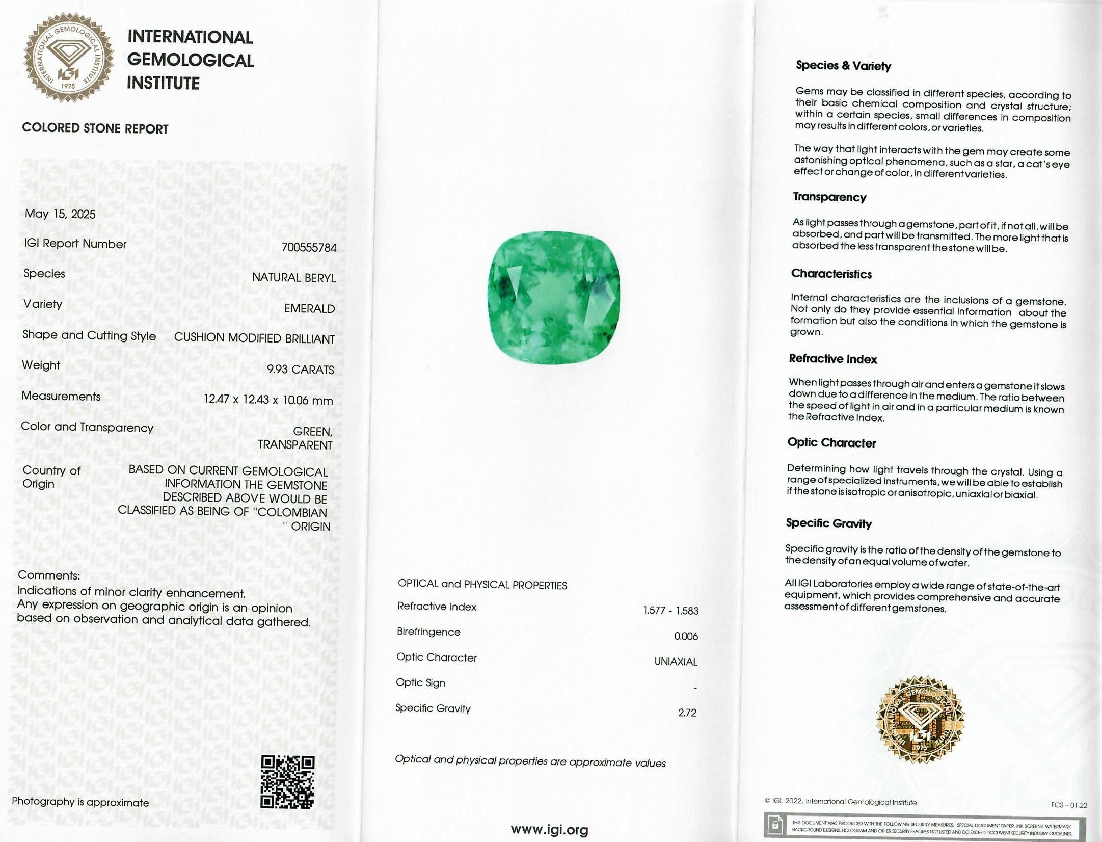 9.93 Ct. Emerald from Colombia