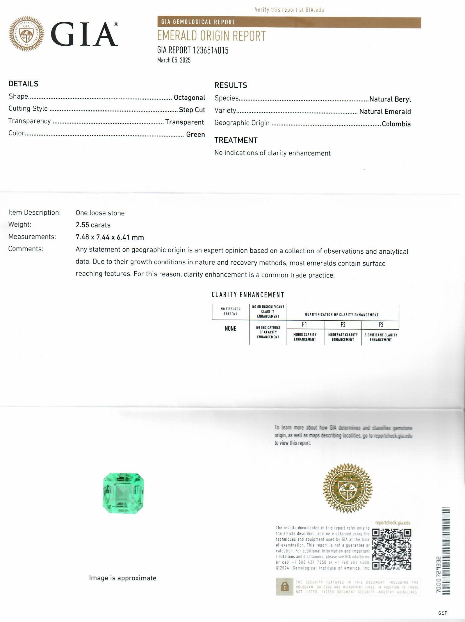 2.55 Ct. Emerald from Colombia