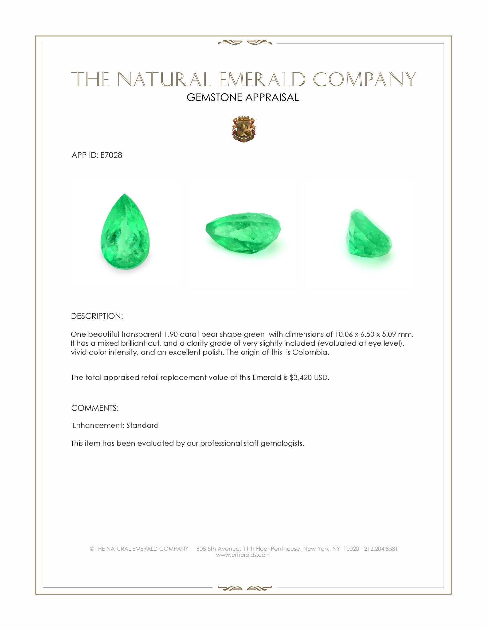 1.90 Ct. Emerald from Colombia