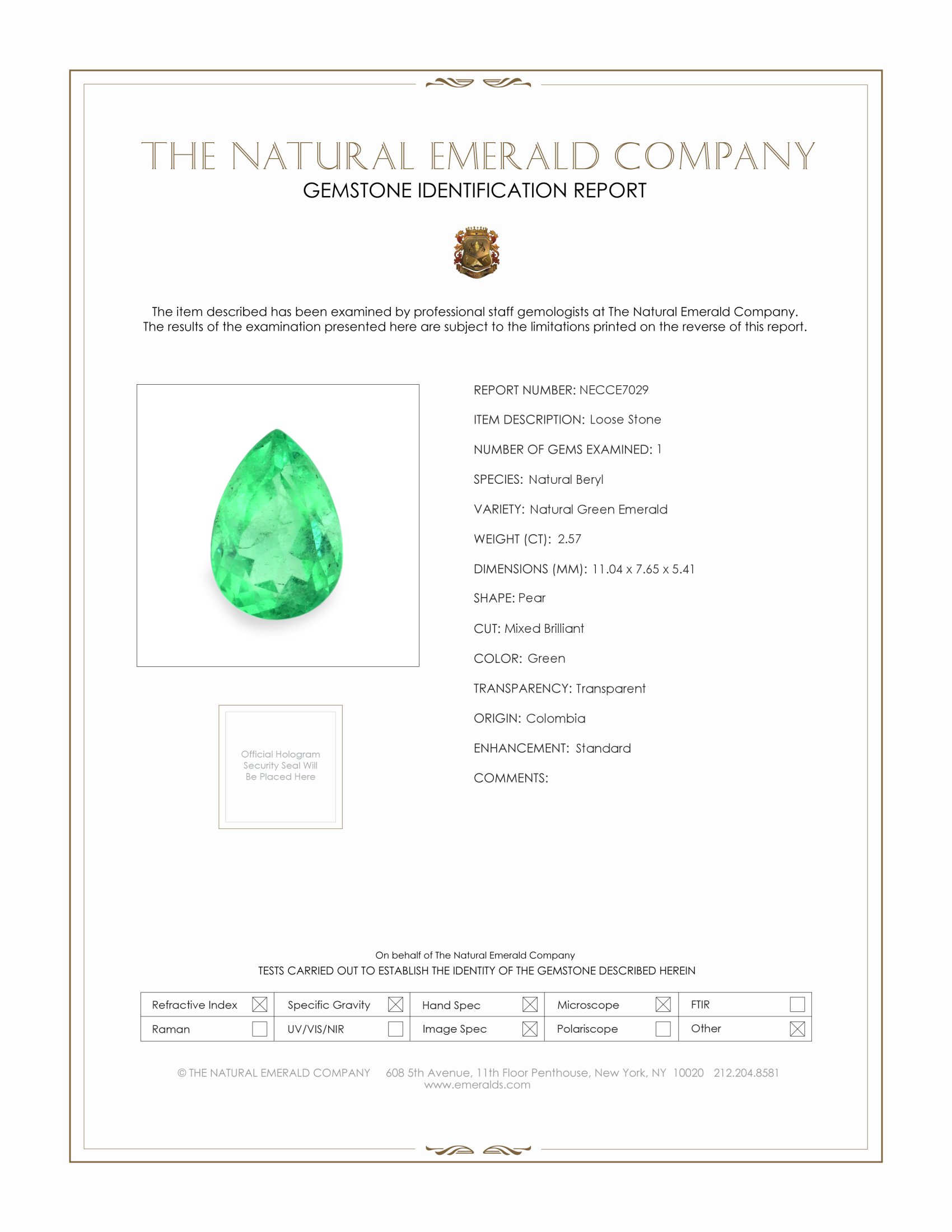 2.57 Ct. Emerald from Colombia