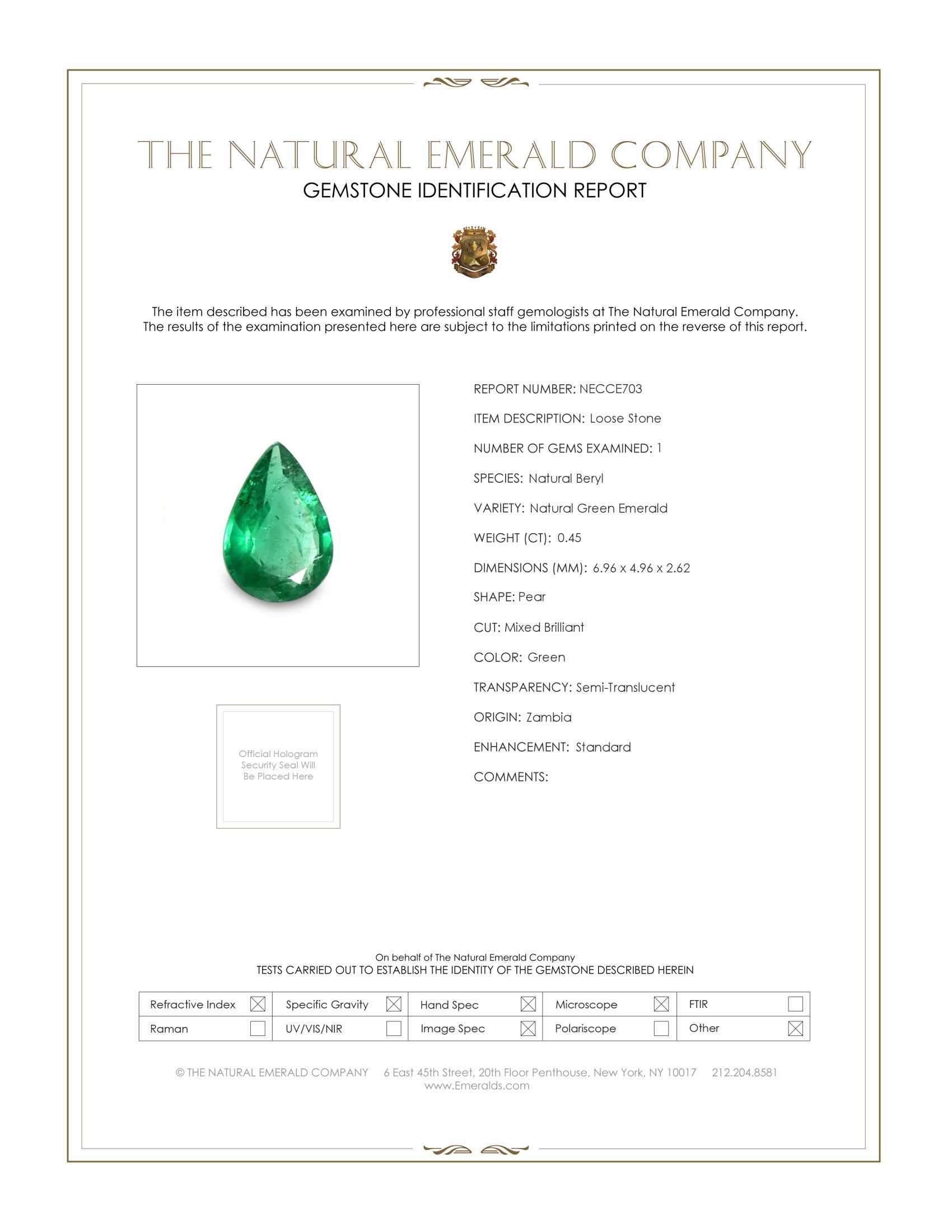 0.45 Ct. Emerald from Zambia