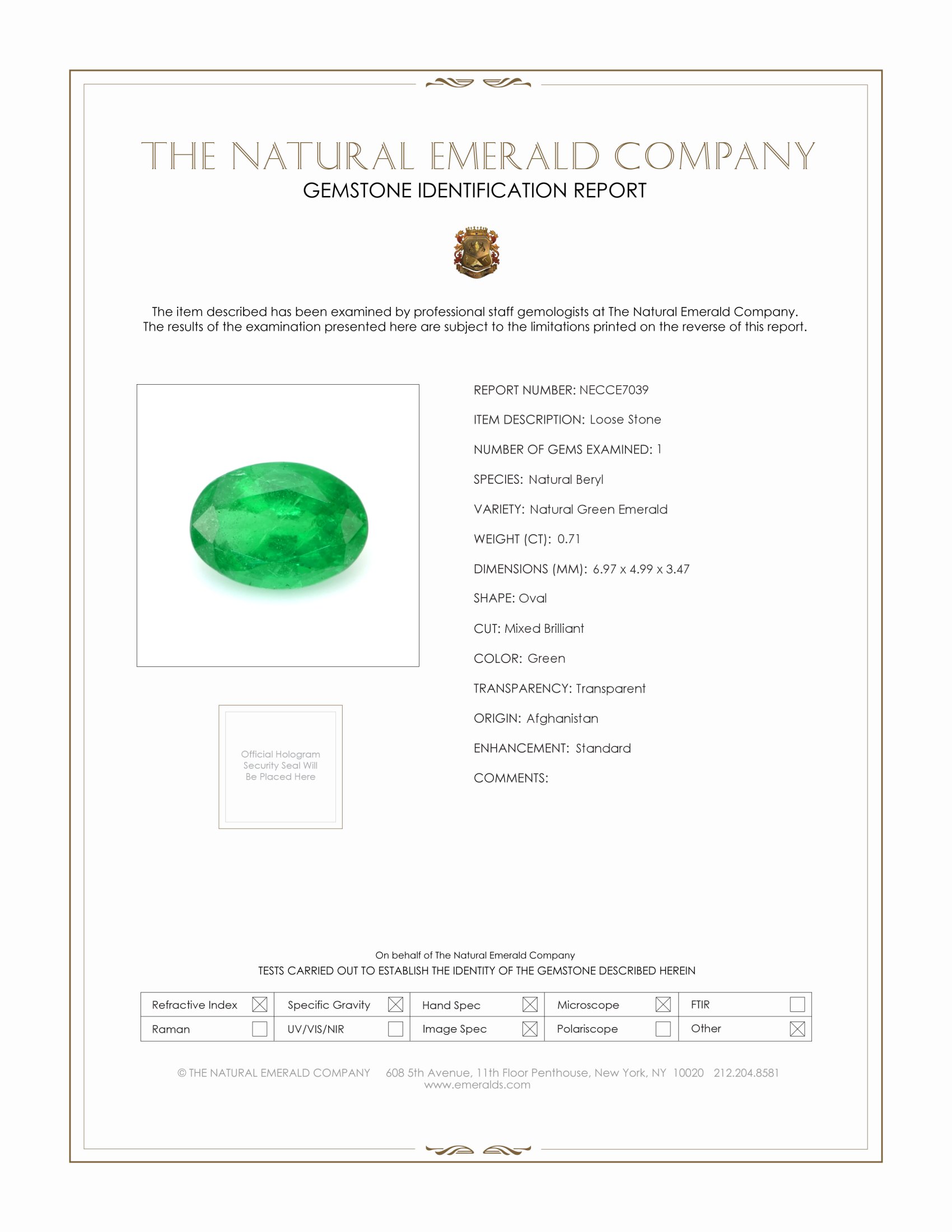 0.71 Ct. Emerald from Afghanistan