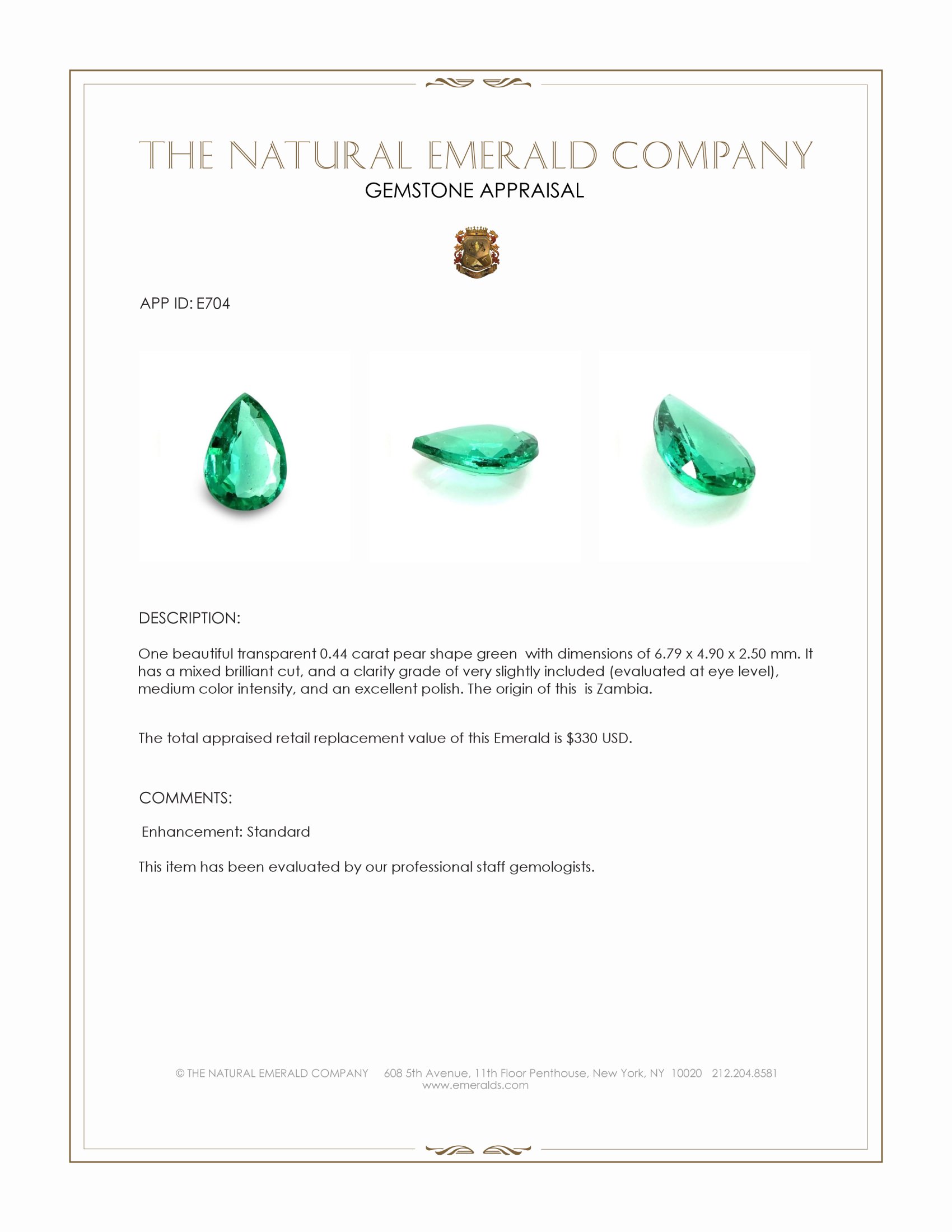 0.44 Ct. Emerald from Zambia