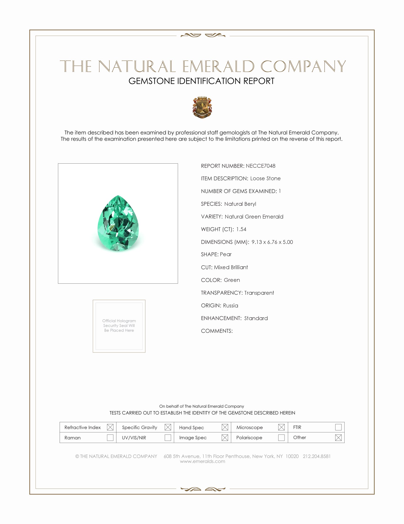 1.54 Ct. Emerald from Russia