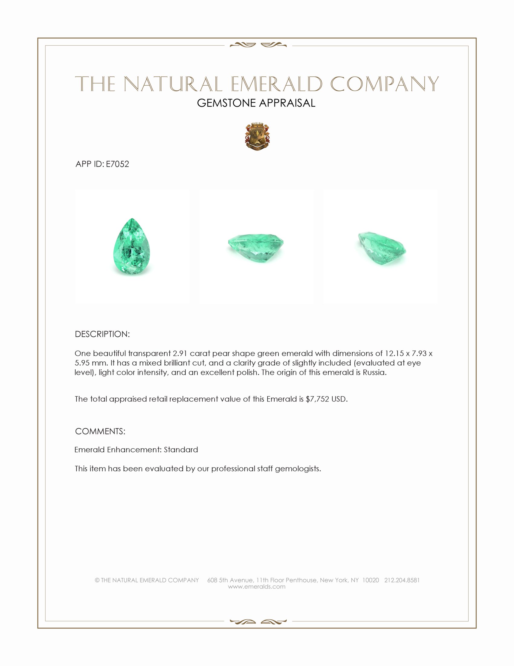 2.91 Ct. Emerald from Russia