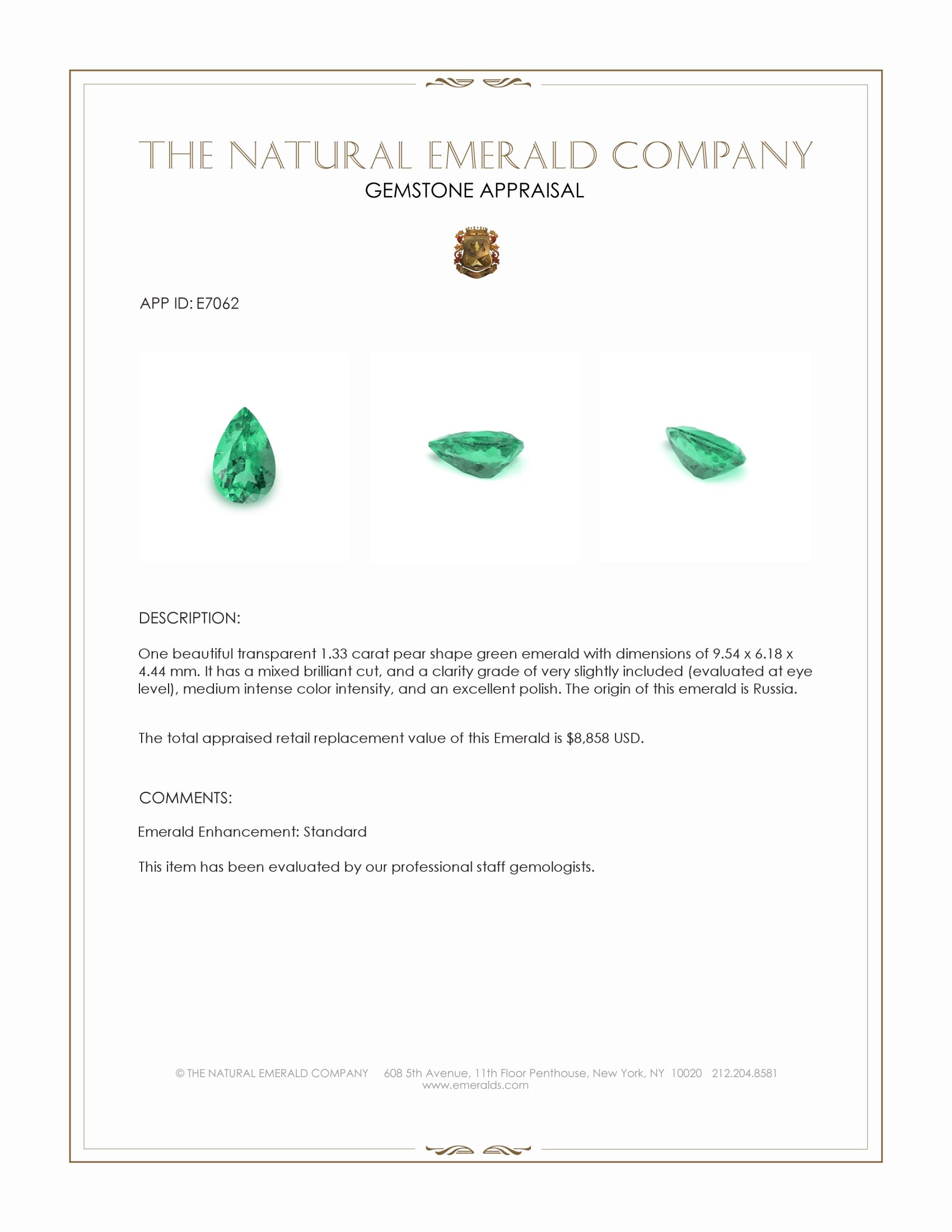 1.33 Ct. Emerald from Russia