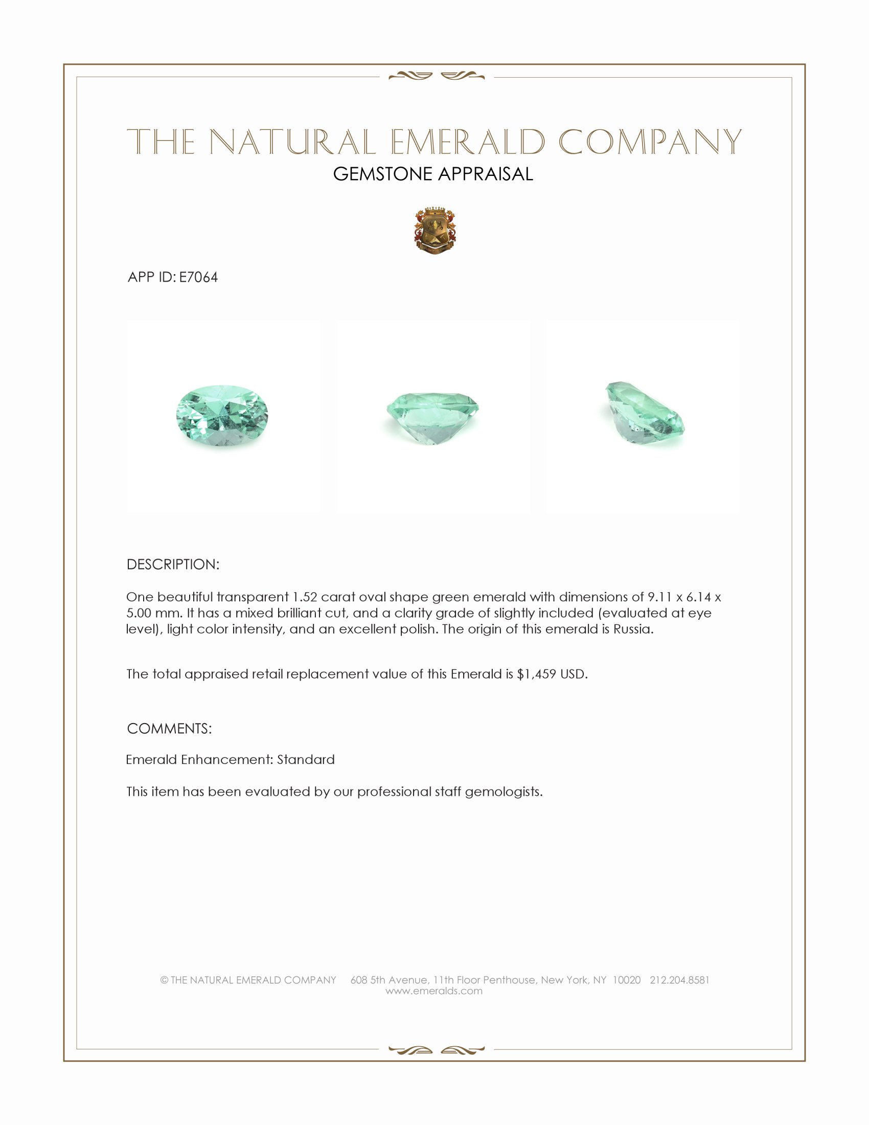 1.52 Ct. Emerald from Russia