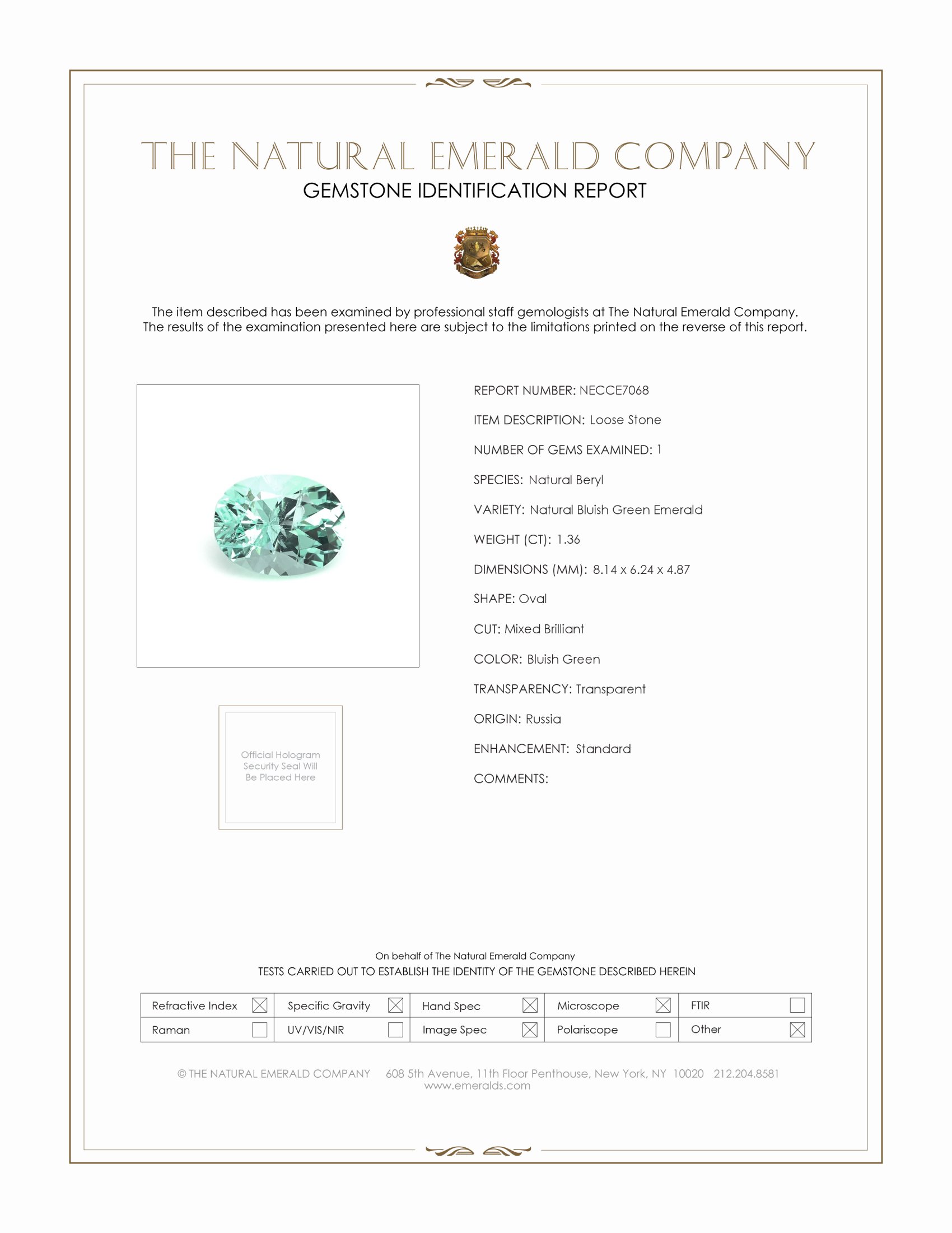 1.36 Ct. Emerald from Russia