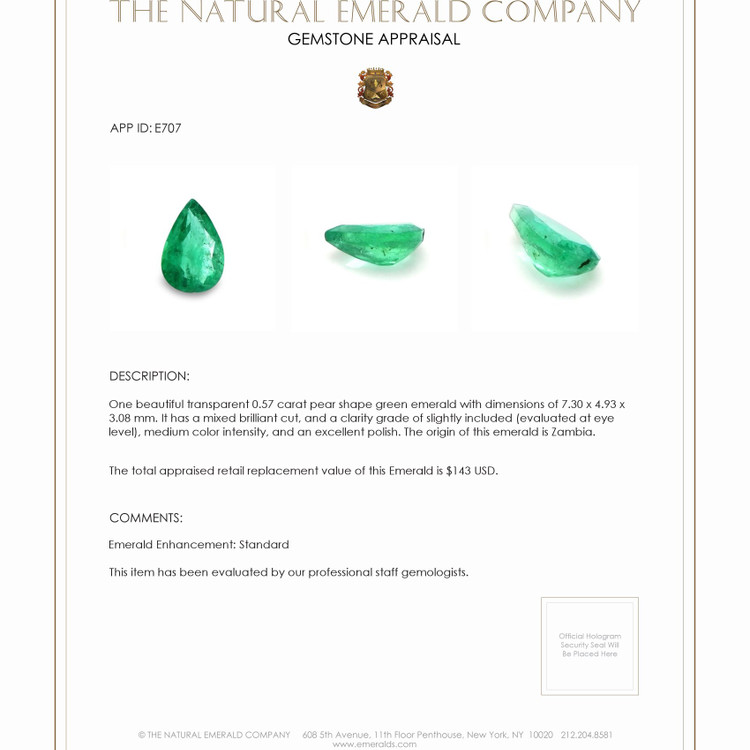 0.57 Ct. Emerald from Zambia