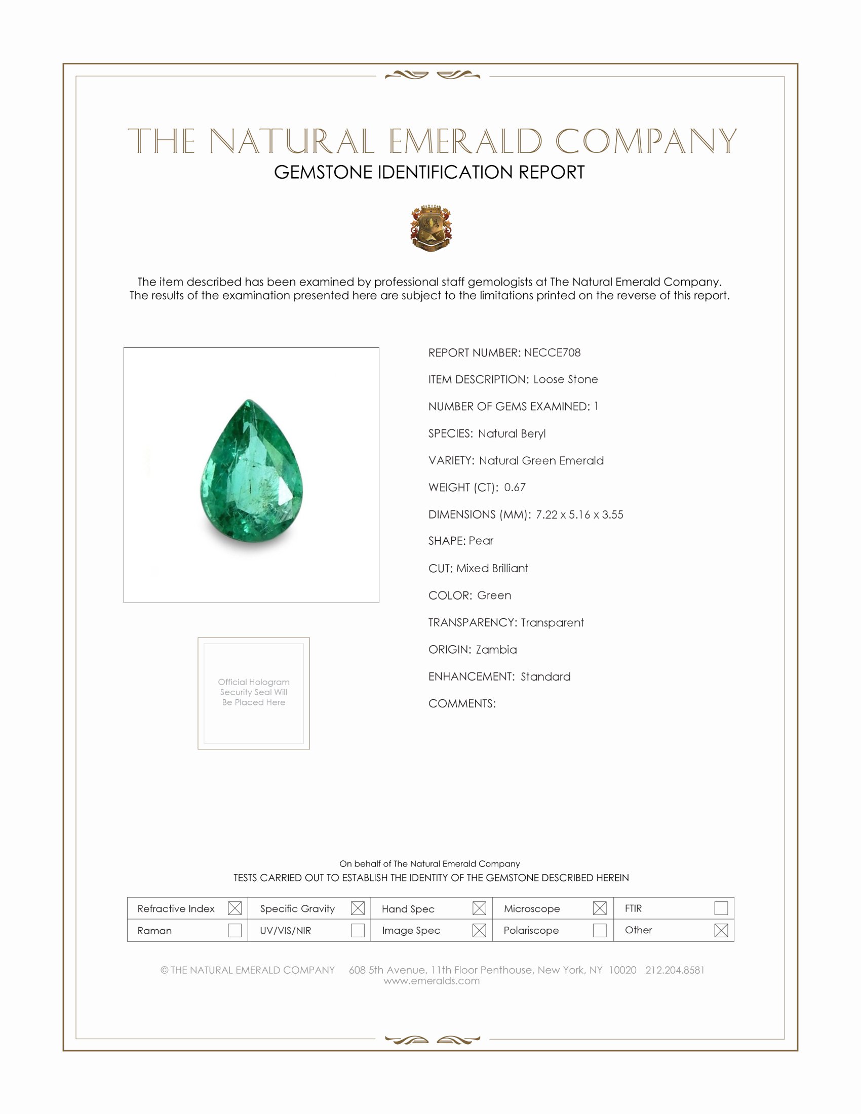 0.67 Ct. Emerald from Zambia