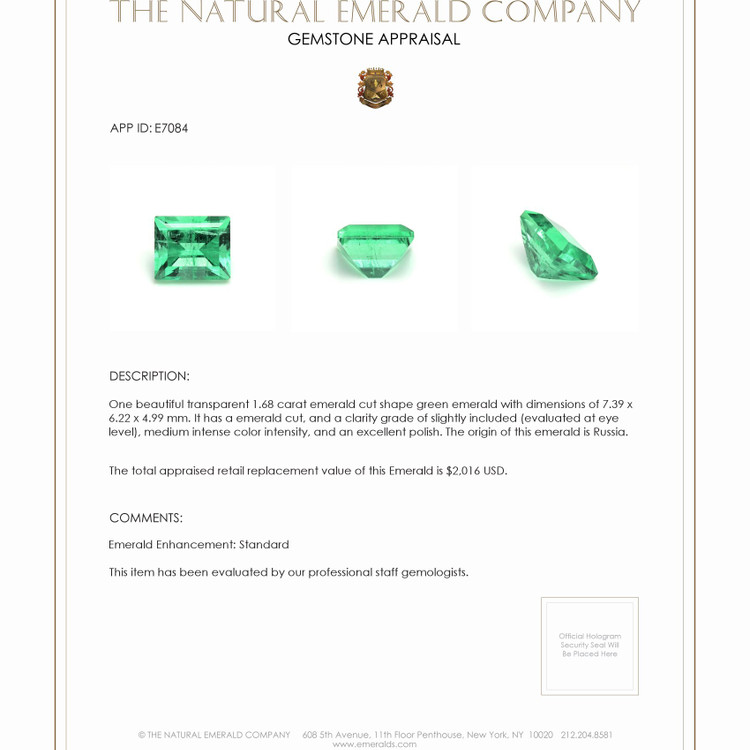 1.68 Ct. Emerald from Russia