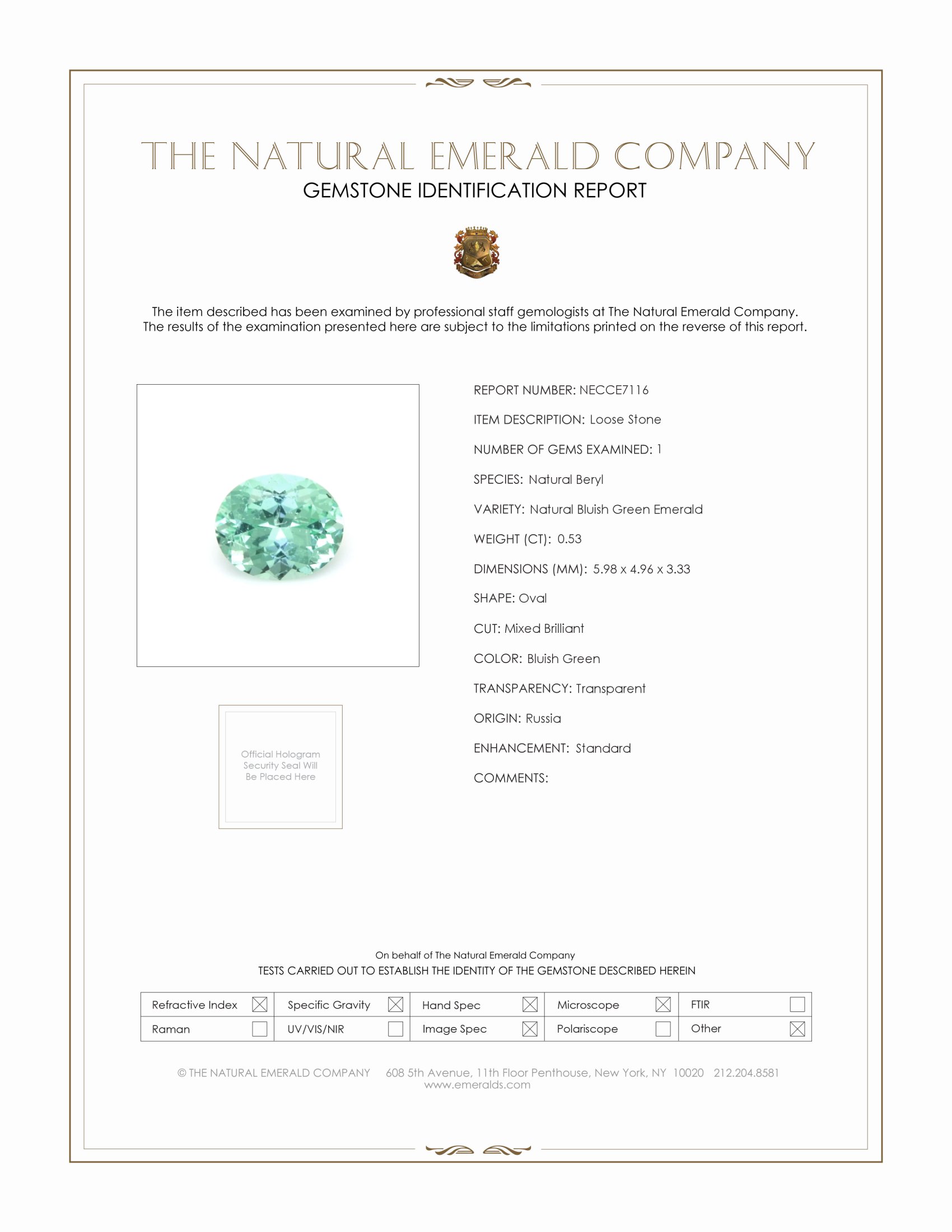 0.53 Ct. Emerald from Russia