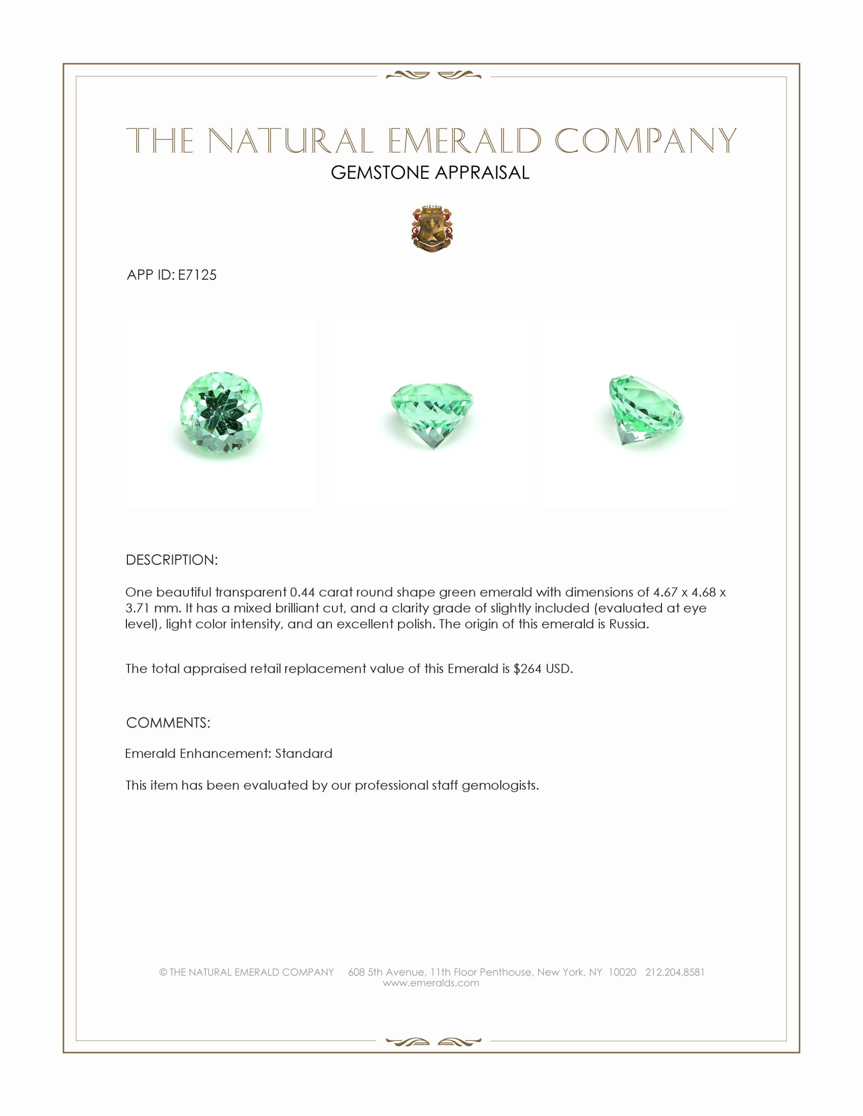 0.44 Ct. Emerald from Russia