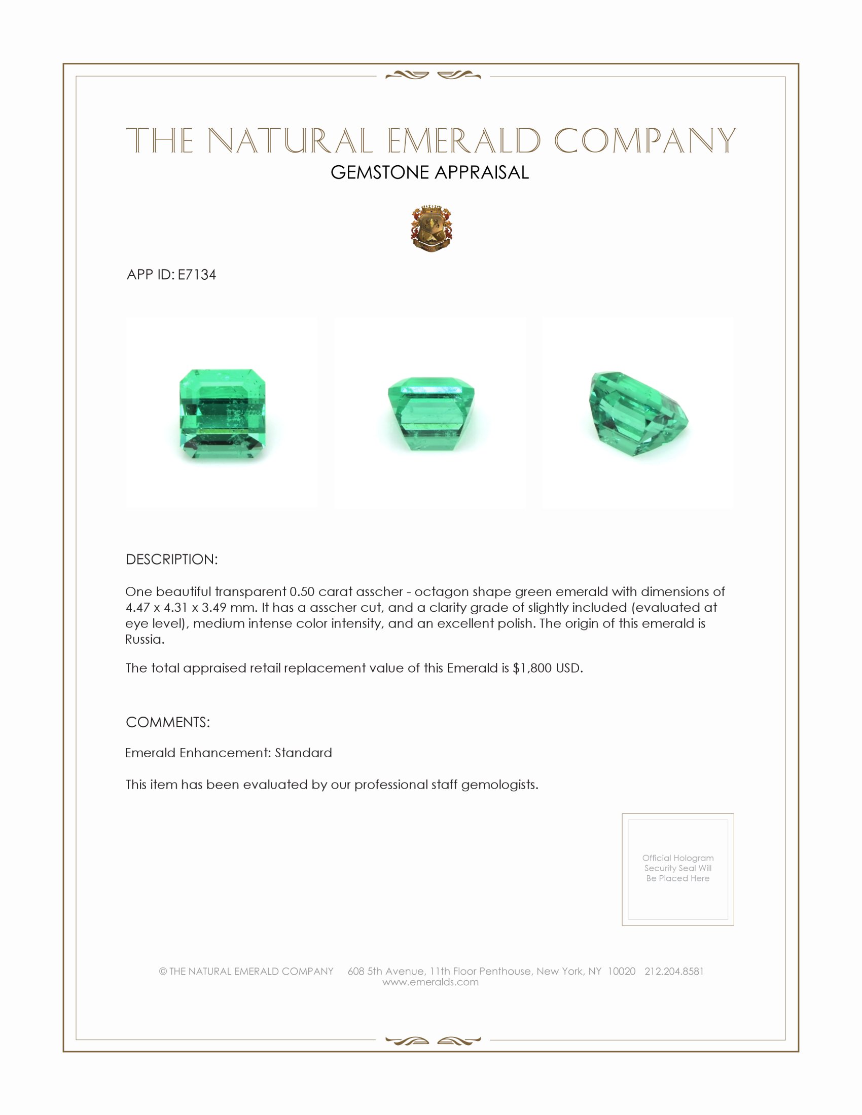 0.50 Ct. Emerald from Russia