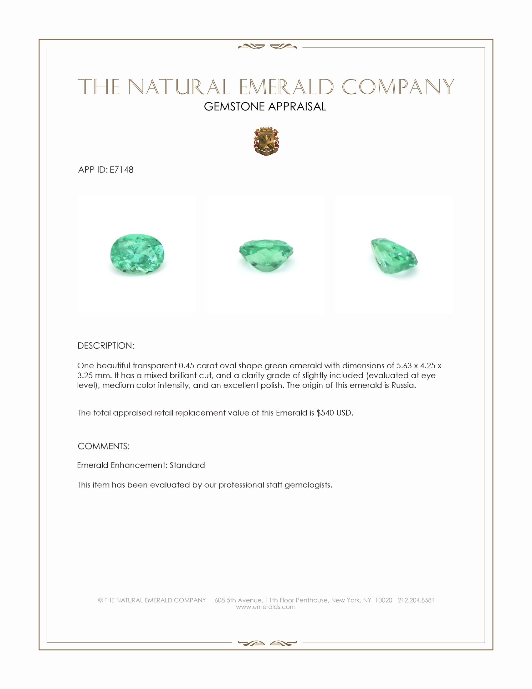 0.45 Ct. Emerald from Russia