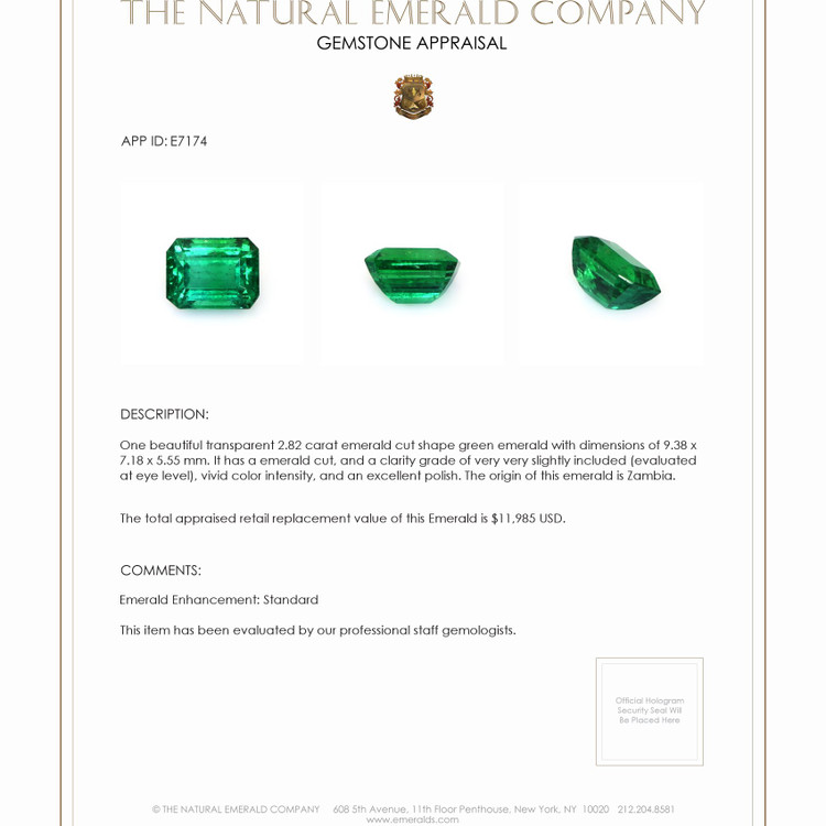 2.82 Ct. Emerald from Zambia