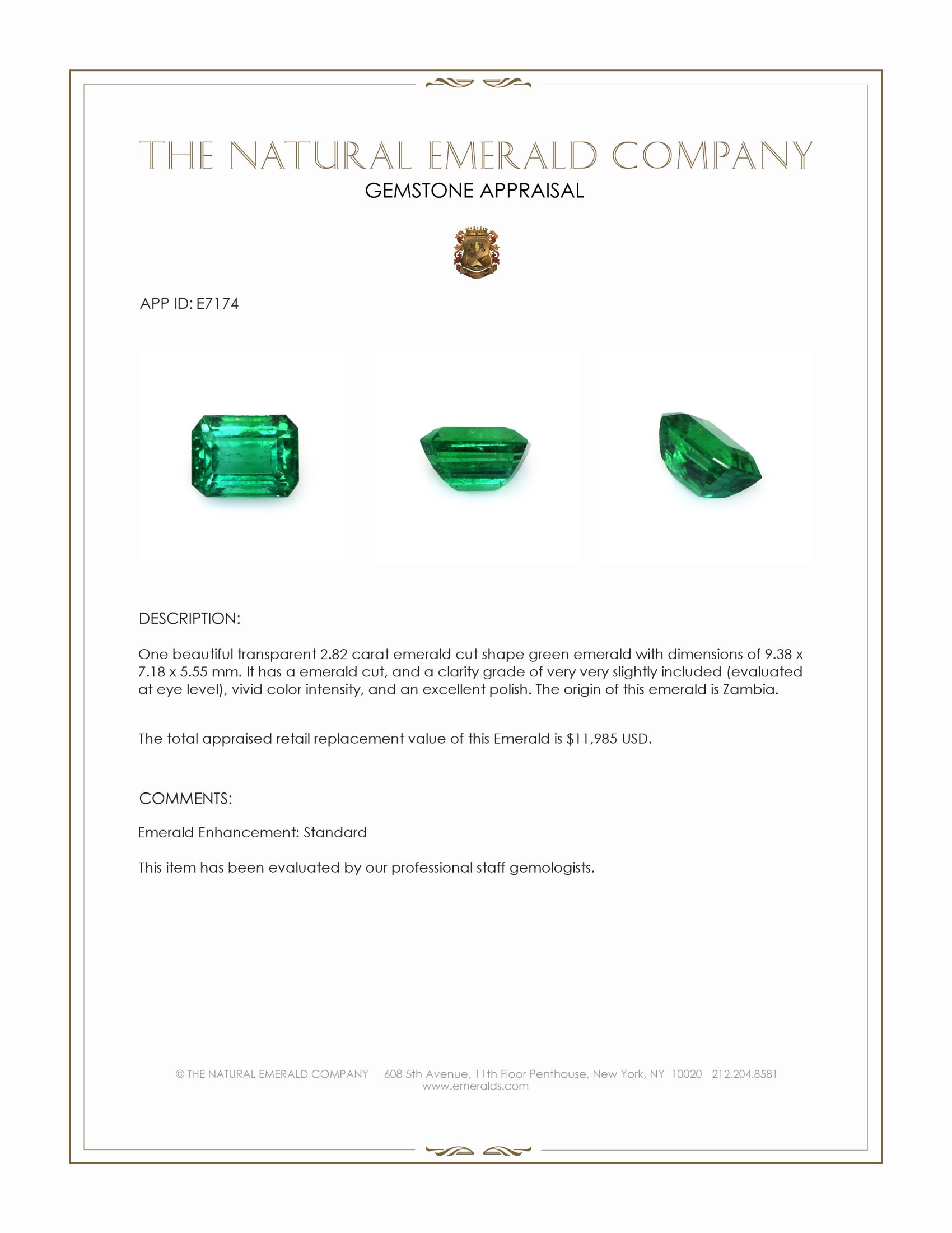 2.82 Ct. Emerald from Zambia