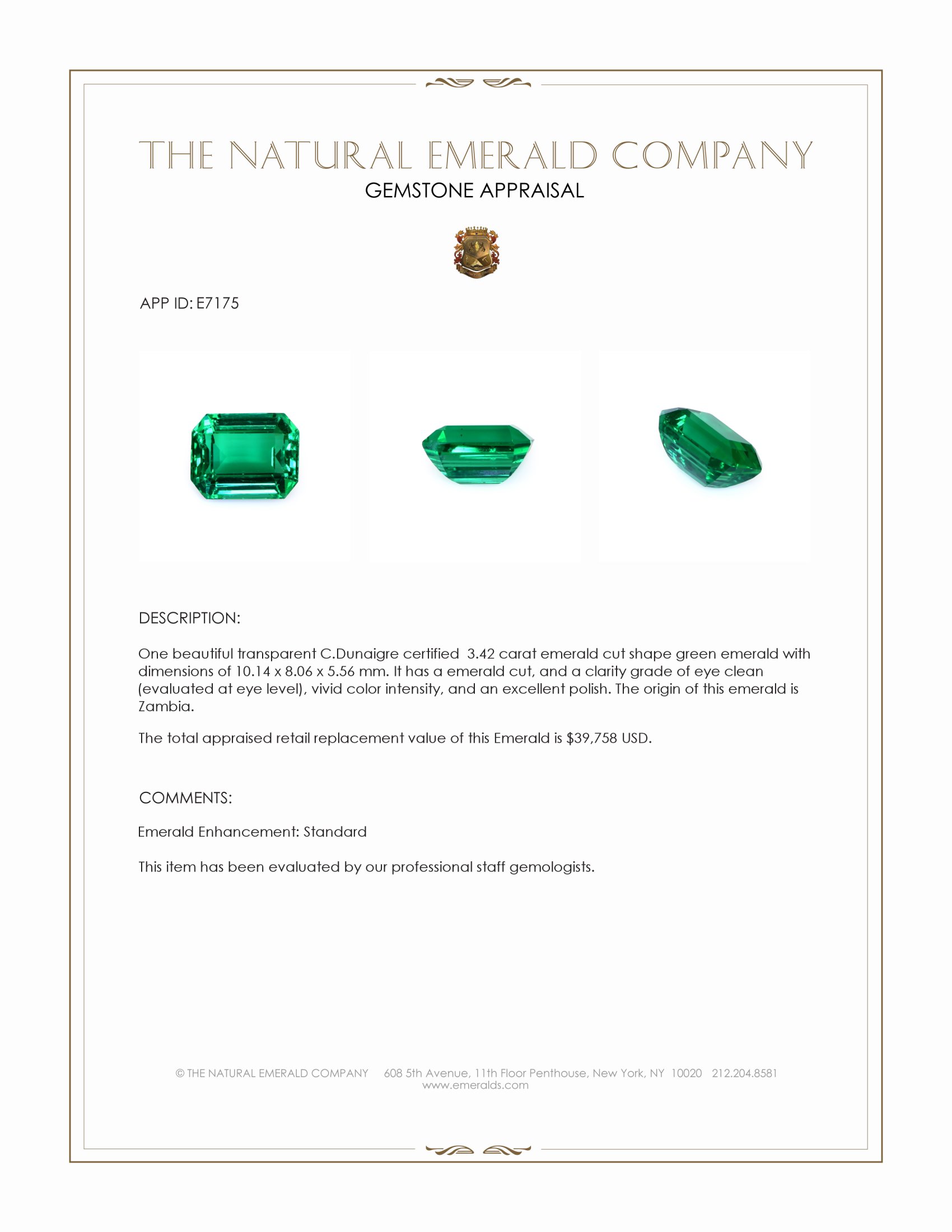 3.42 Ct. Emerald from Zambia