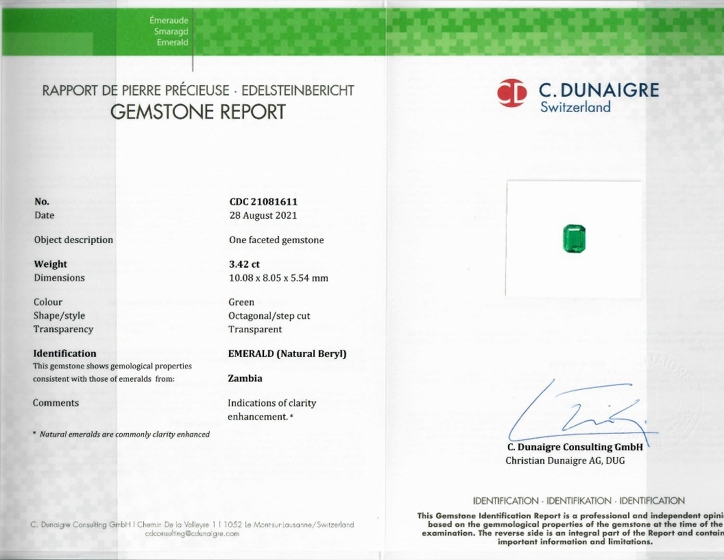 3.42 Ct. Emerald from Zambia