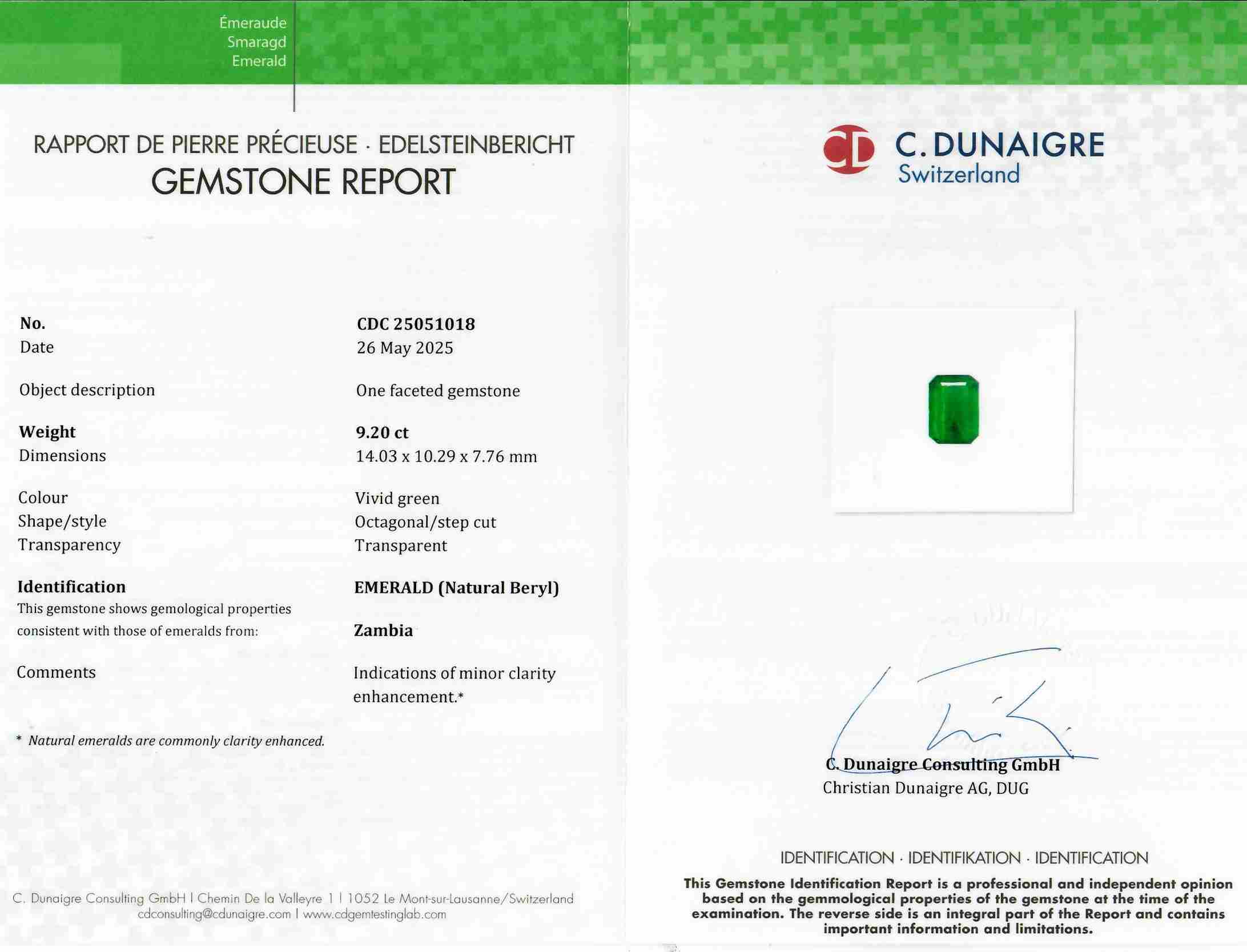 9.20 Ct. Emerald from Zambia