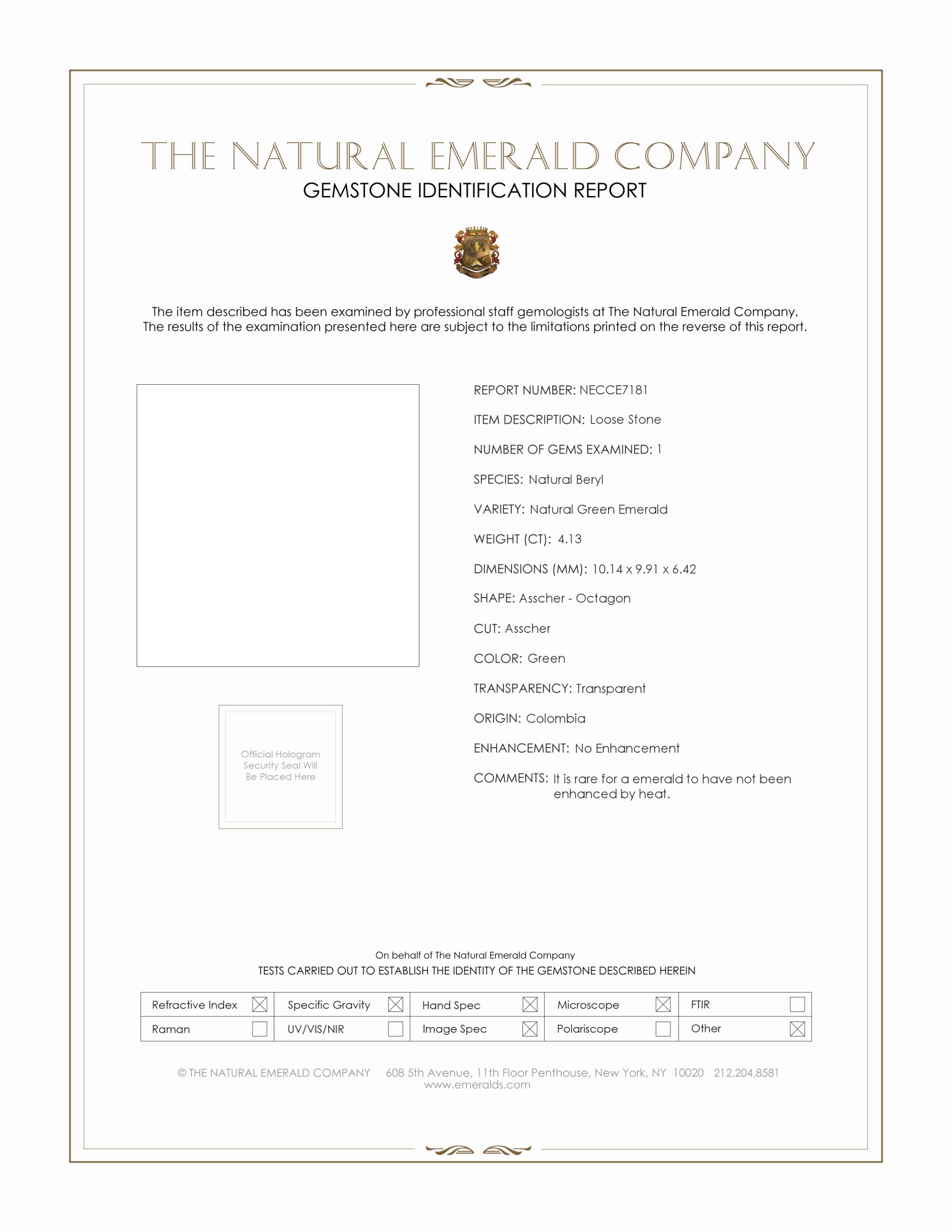 4.13 Ct. Emerald from Colombia