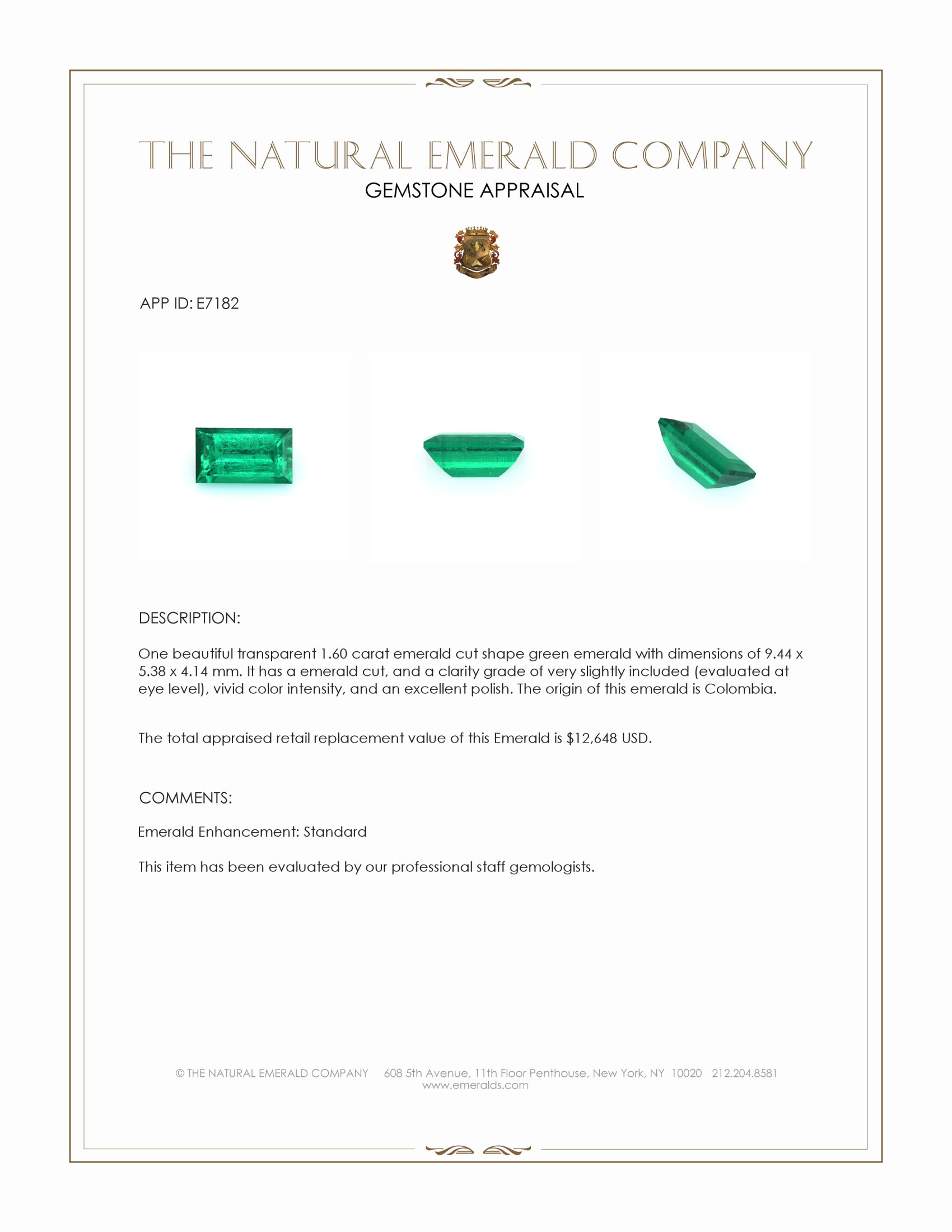 1.60 Ct. Emerald from Colombia