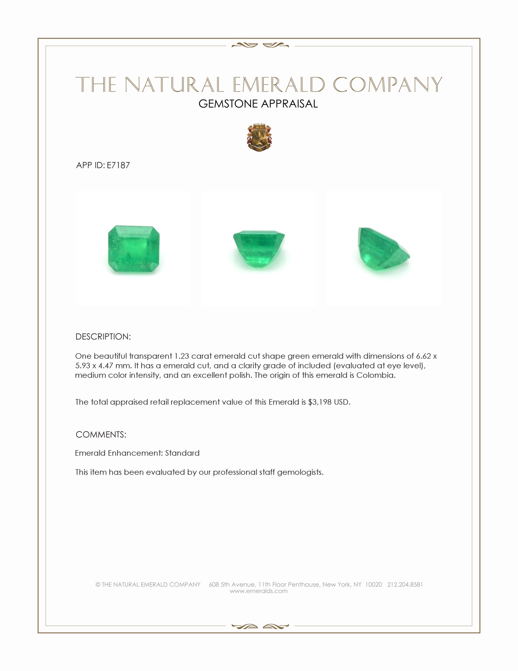 1.23 Ct. Emerald from Colombia