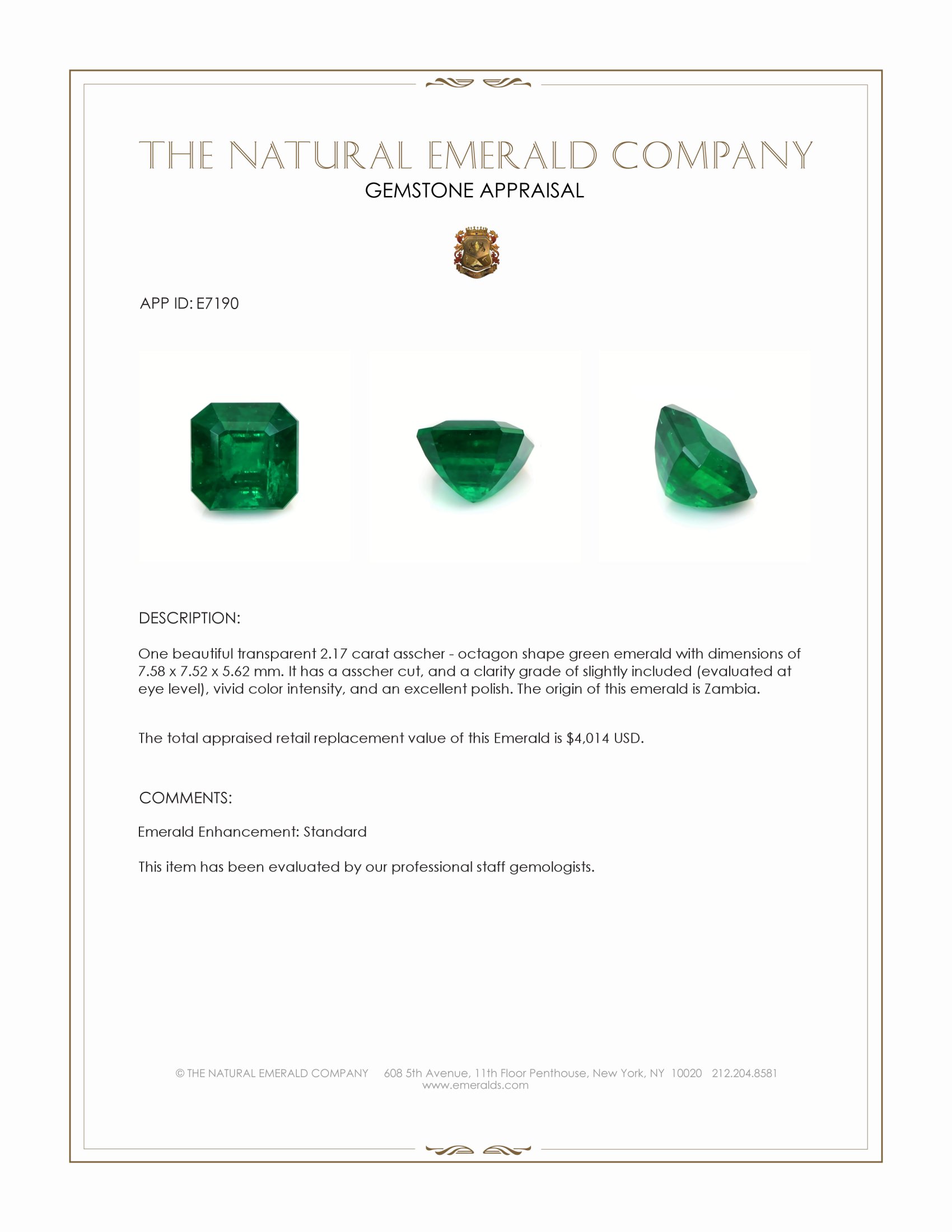 2.17 Ct. Emerald from Zambia