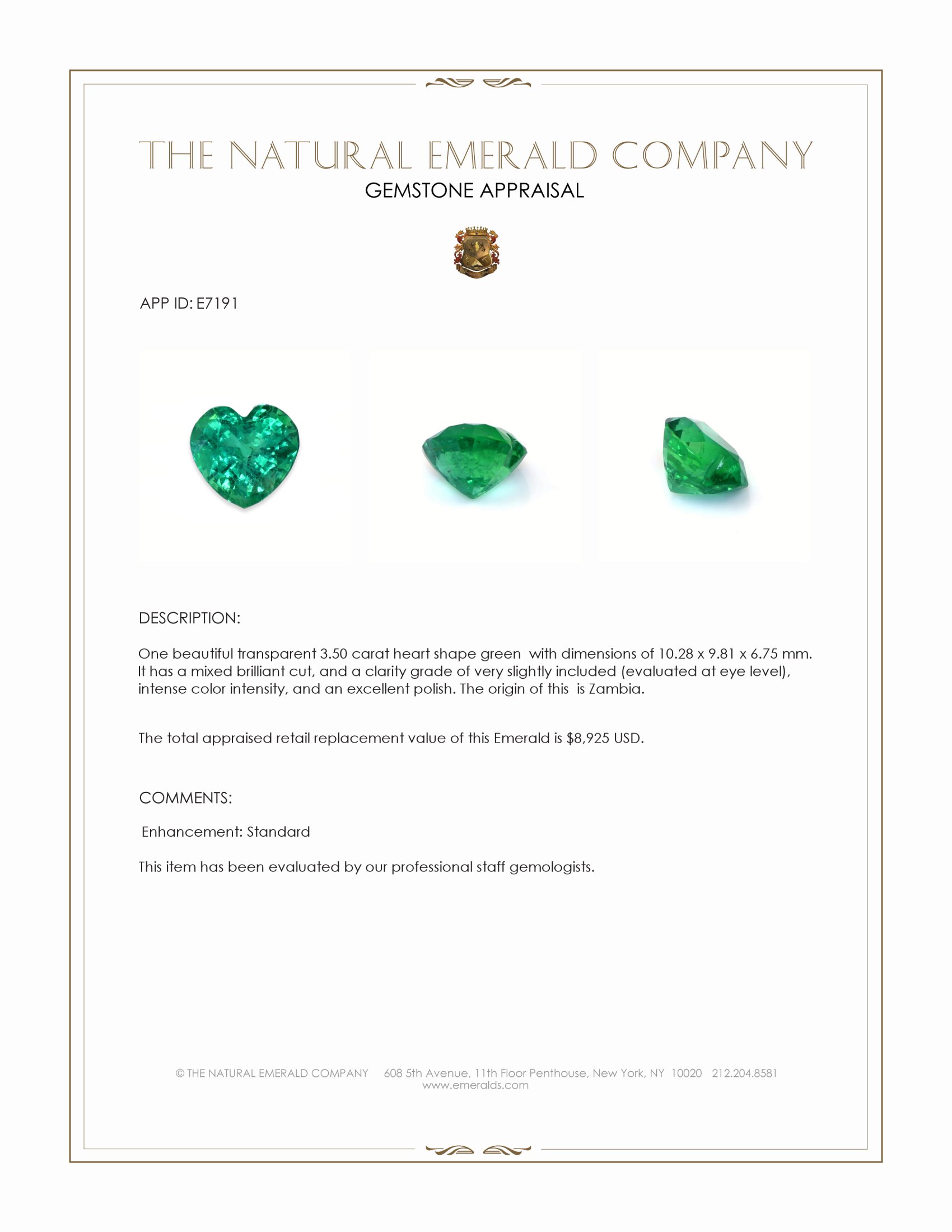 3.50 Ct. Emerald from Zambia