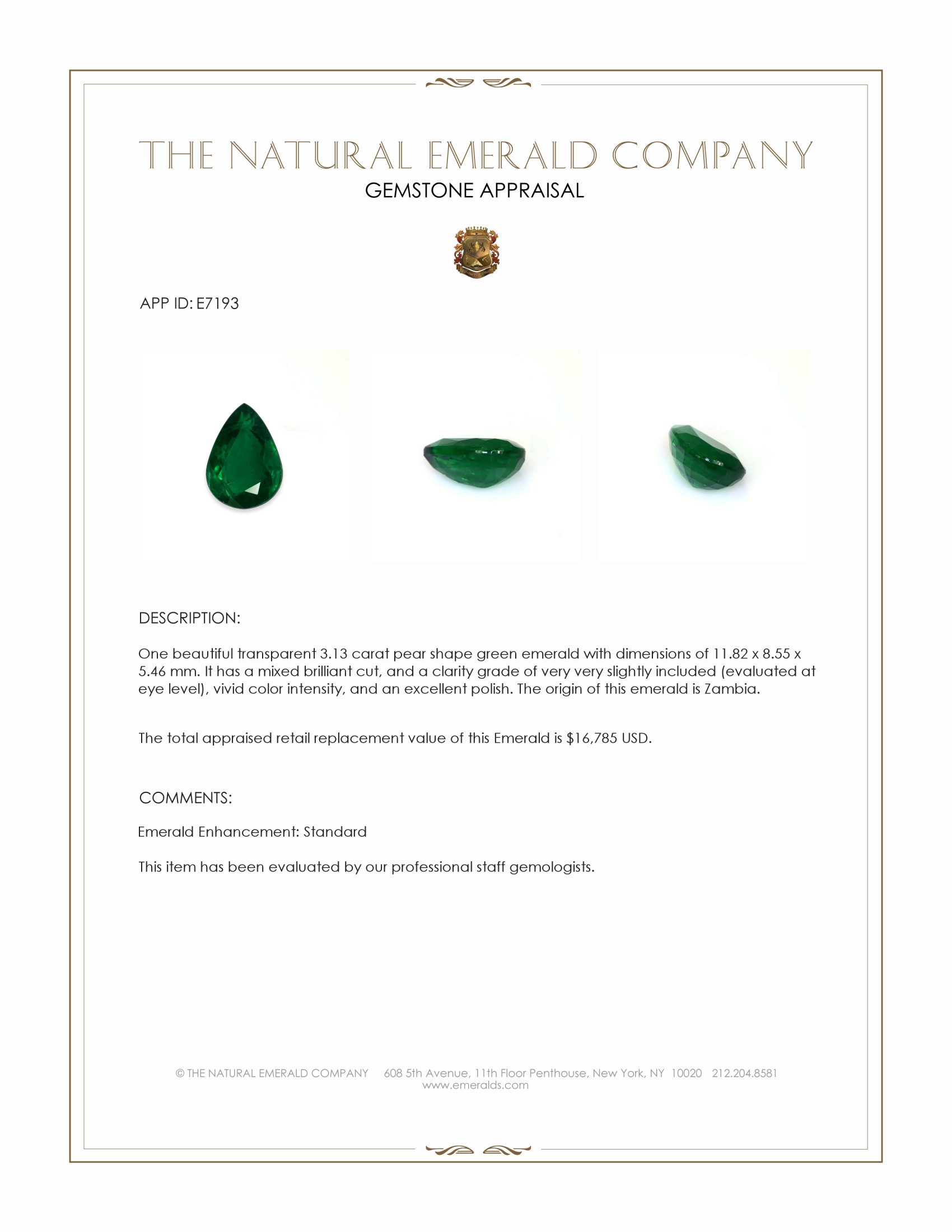 3.13 Ct. Emerald from Zambia