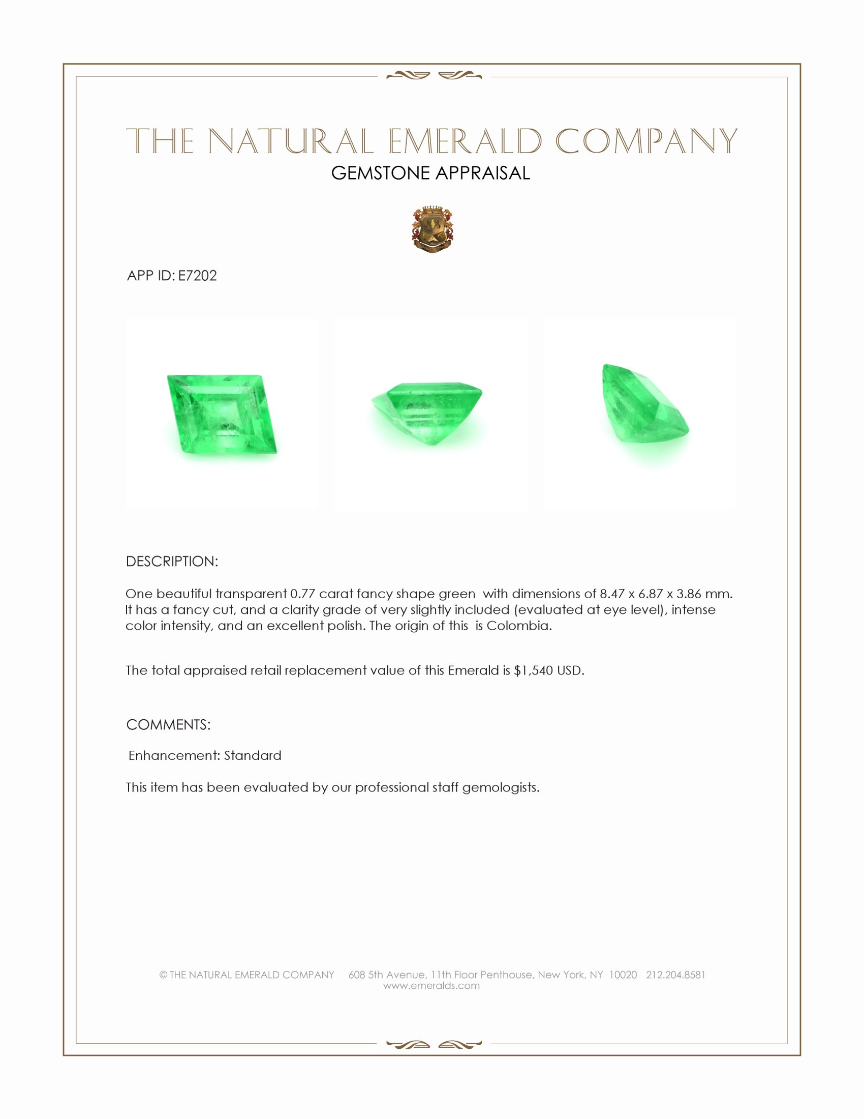 0.77 Ct. Emerald from Colombia