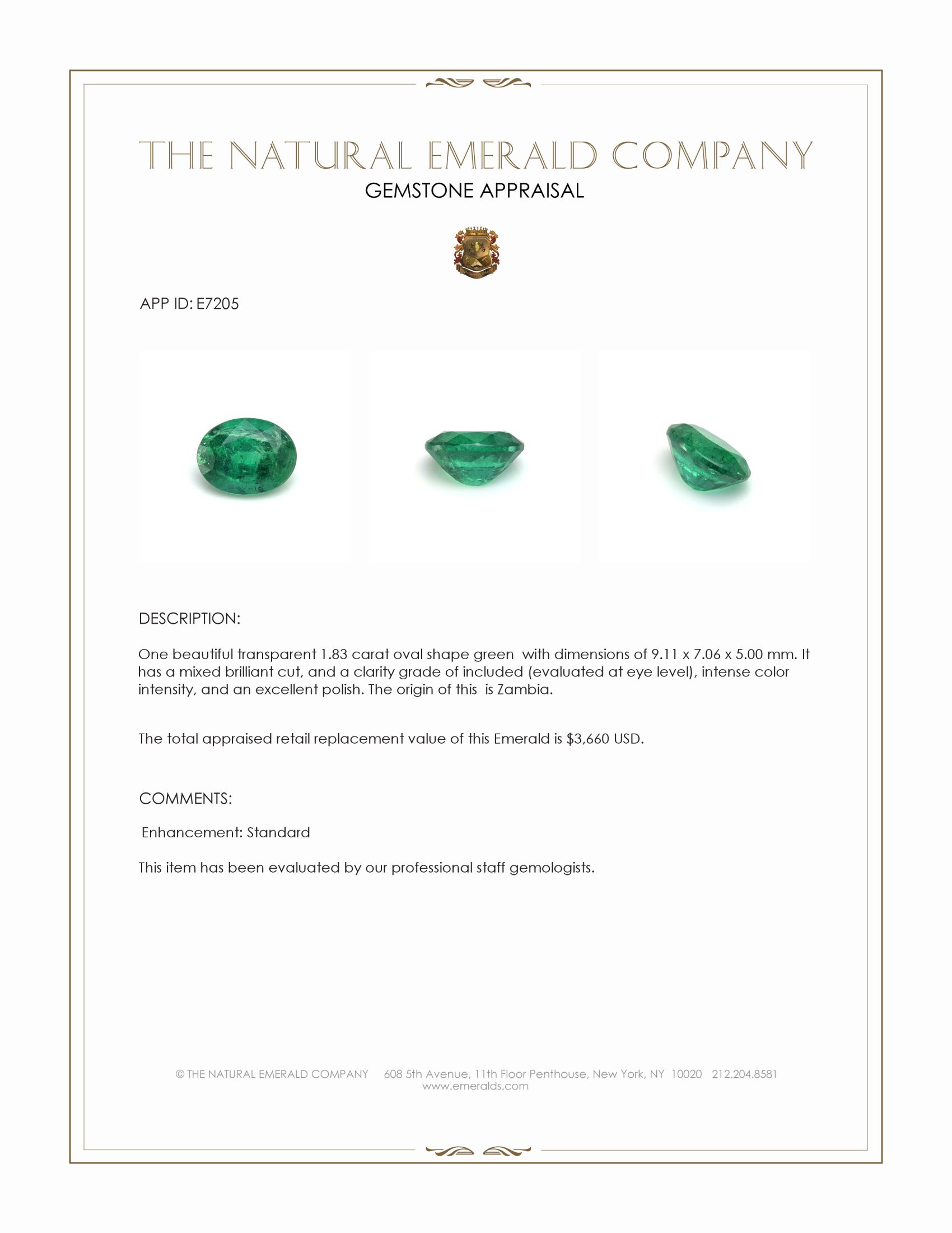 1.83 Ct. Emerald from Zambia