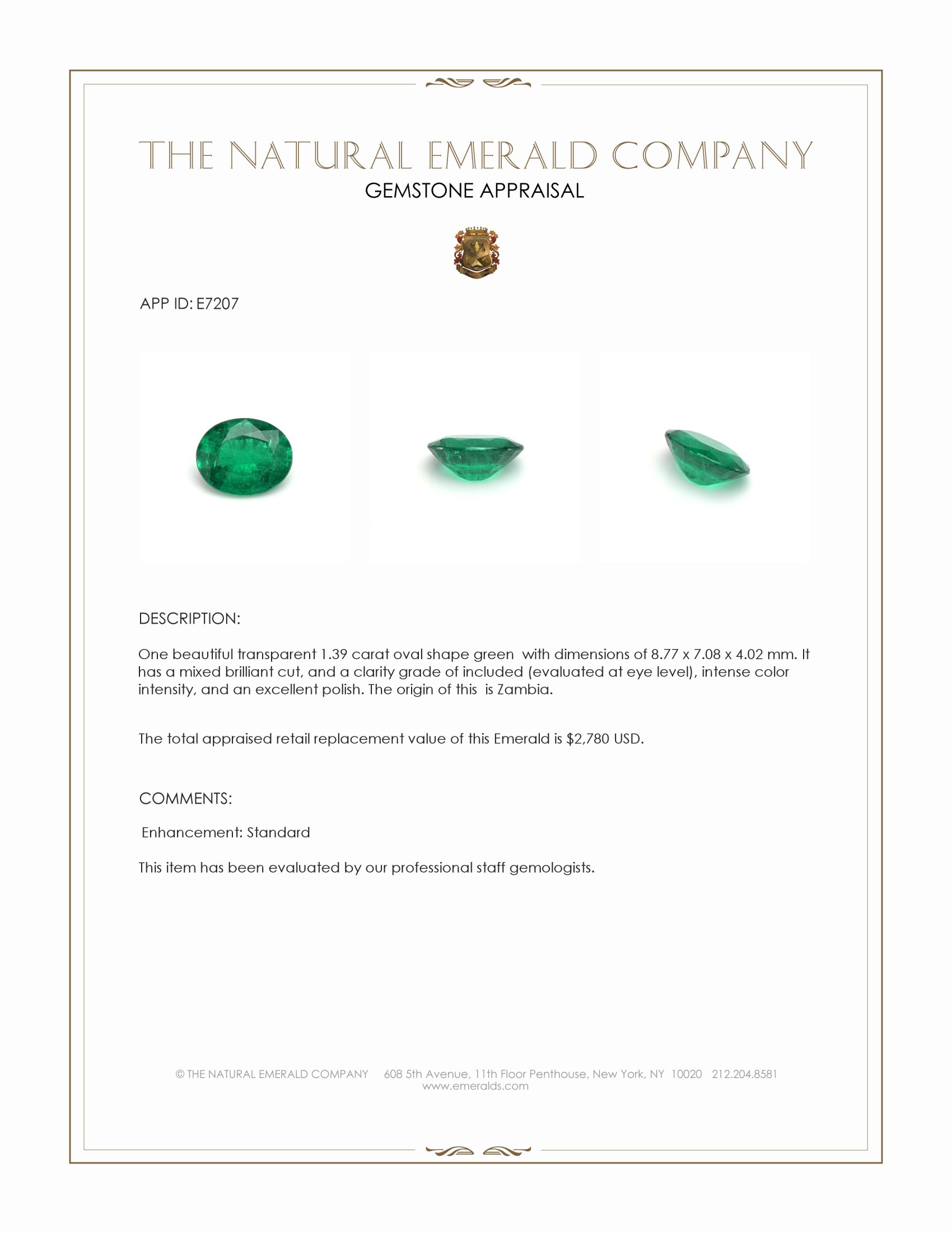 1.39 Ct. Emerald from Zambia