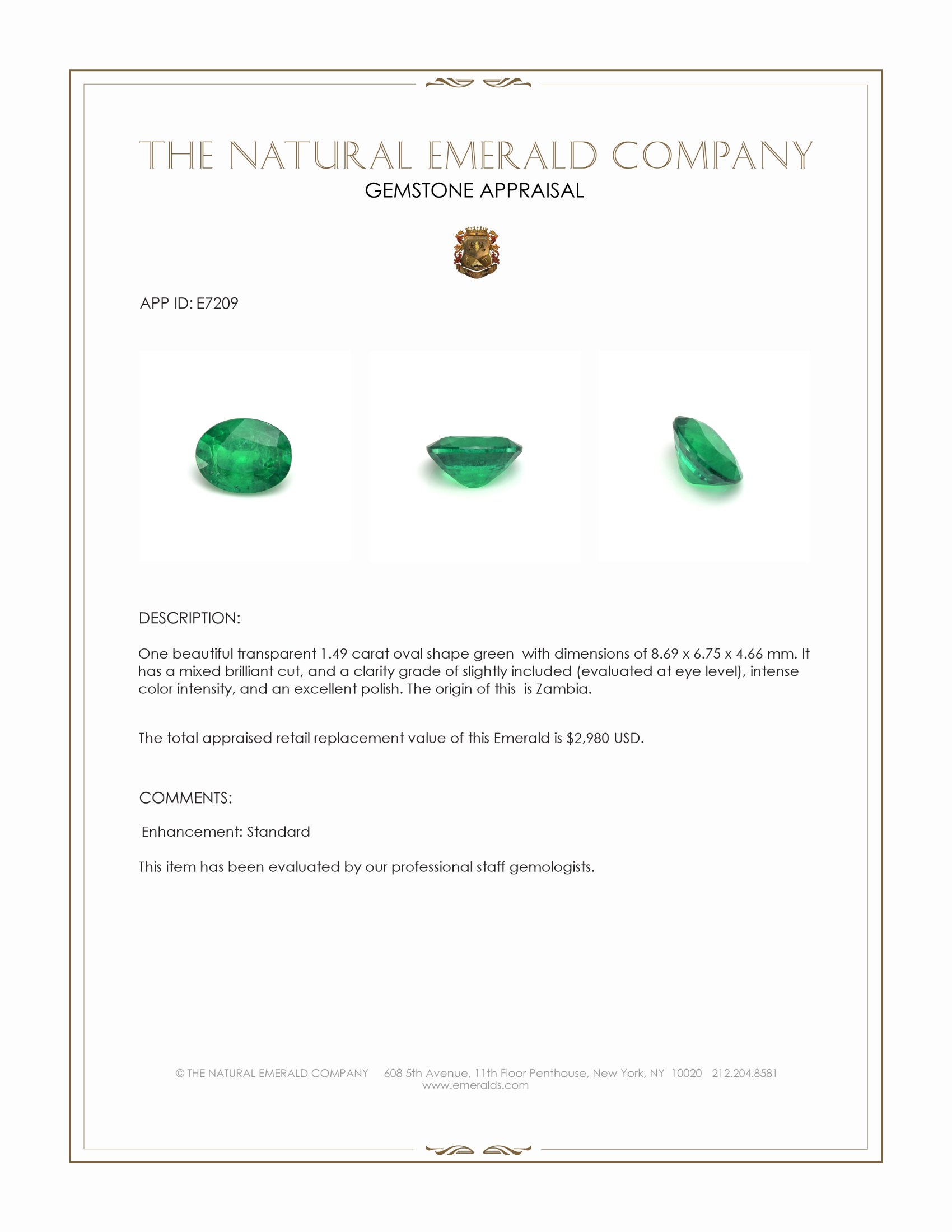 1.49 Ct. Emerald from Zambia