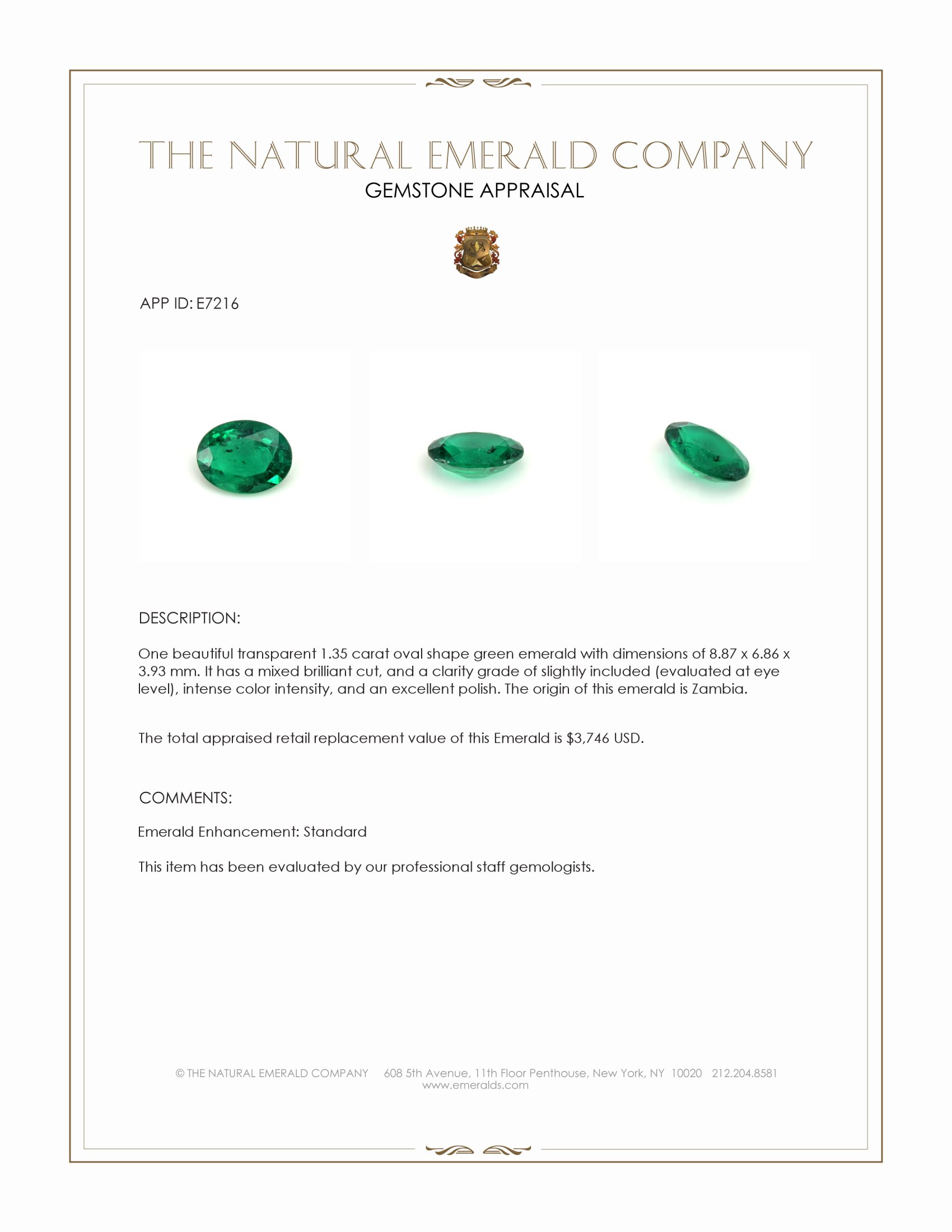 1.35 Ct. Emerald from Zambia