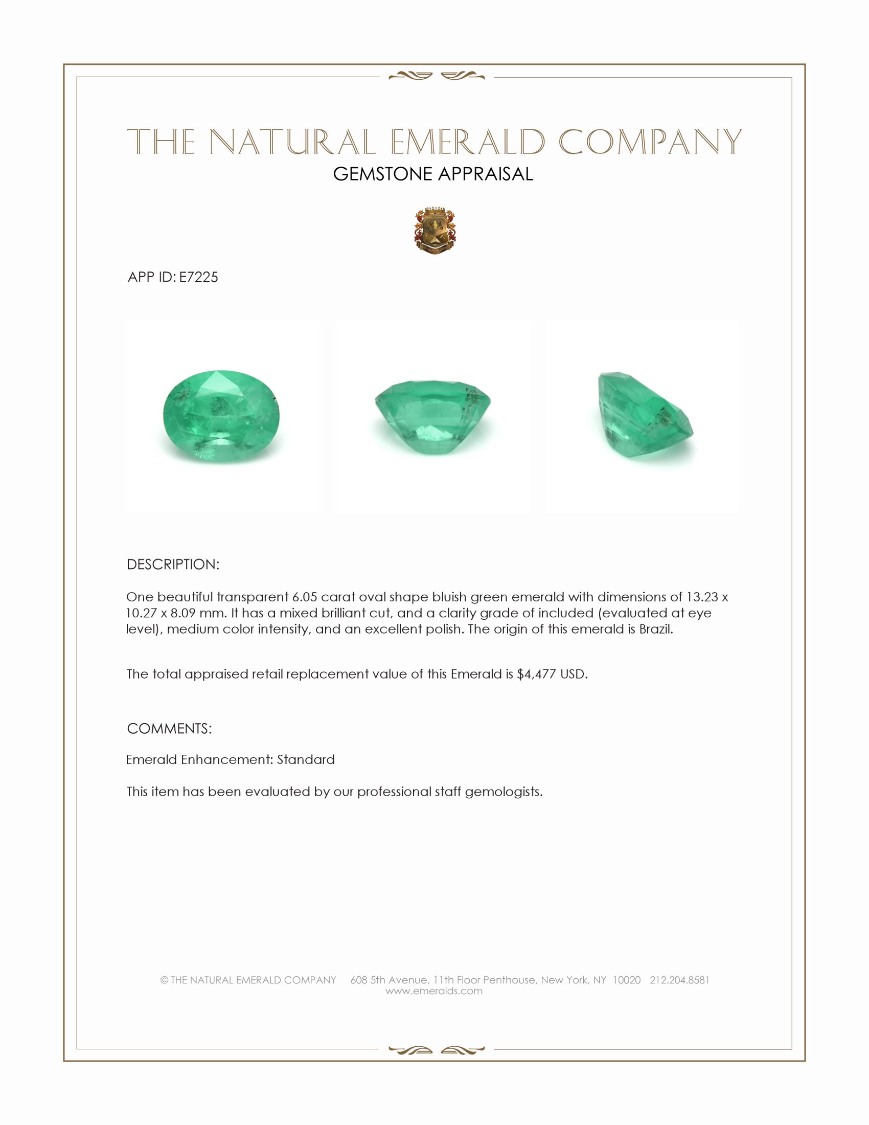 6.05 Ct. Emerald from Brazil